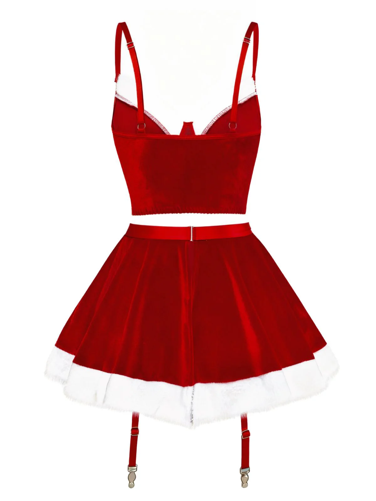 2PCS 1970 Christmas Velvet Top & Skirt Set - Image 9