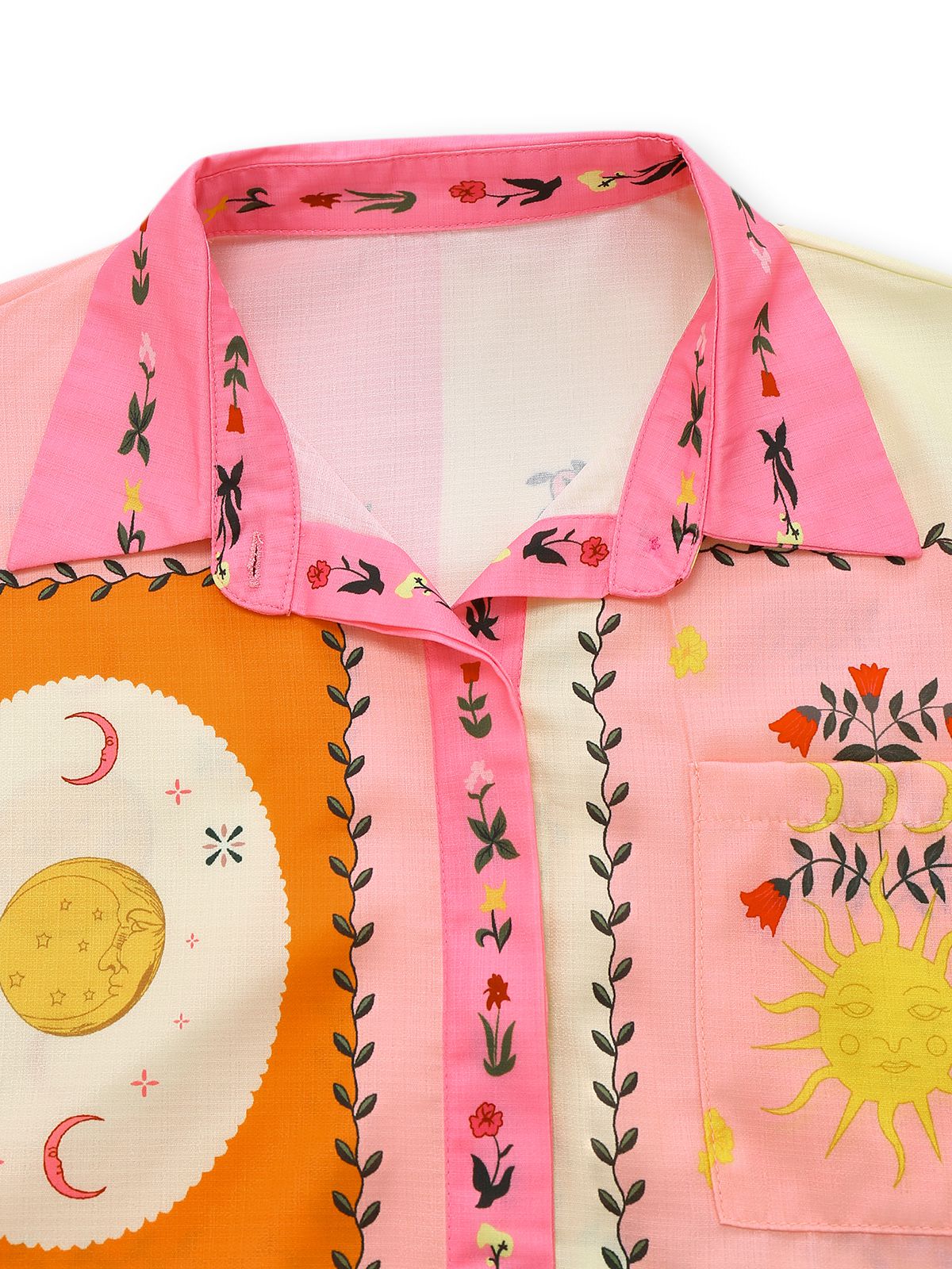 2PCS 1970s Boho Floral Blouse & Belted Shorts - Image 3