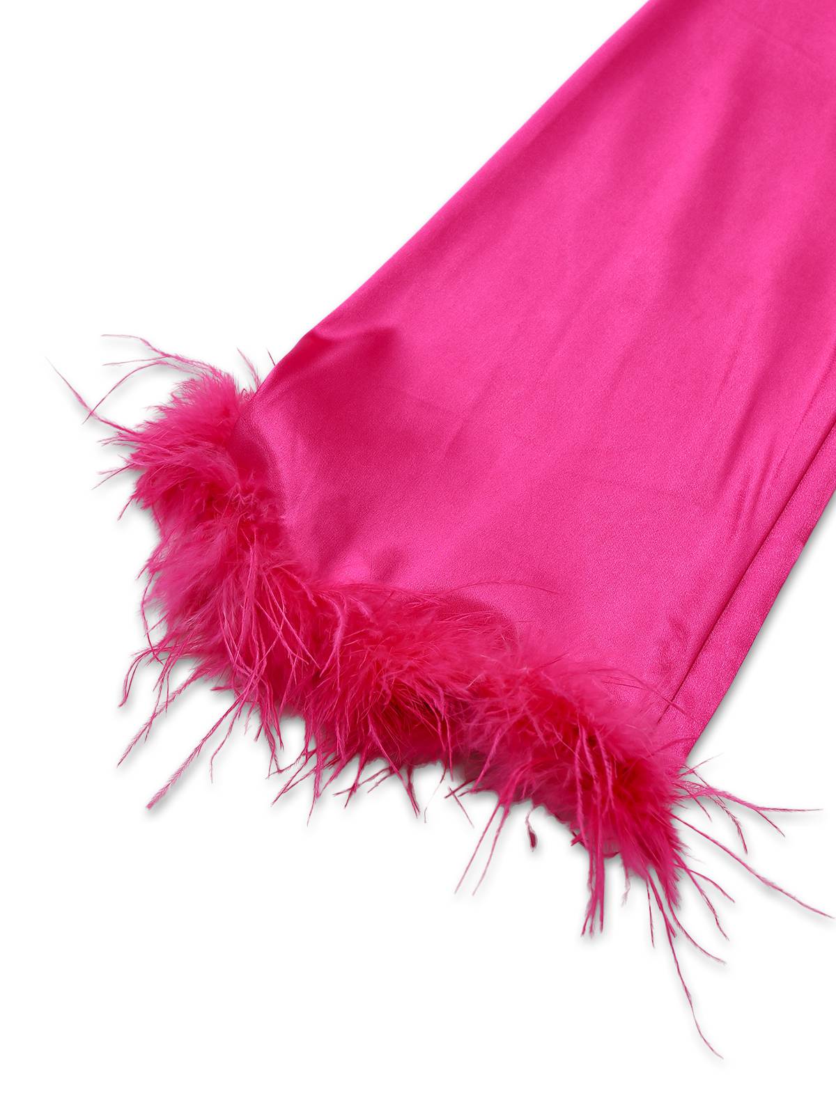 2PCS 1970s Feather Cuff Tie-Up Crop Top & Slit Pants - Image 6