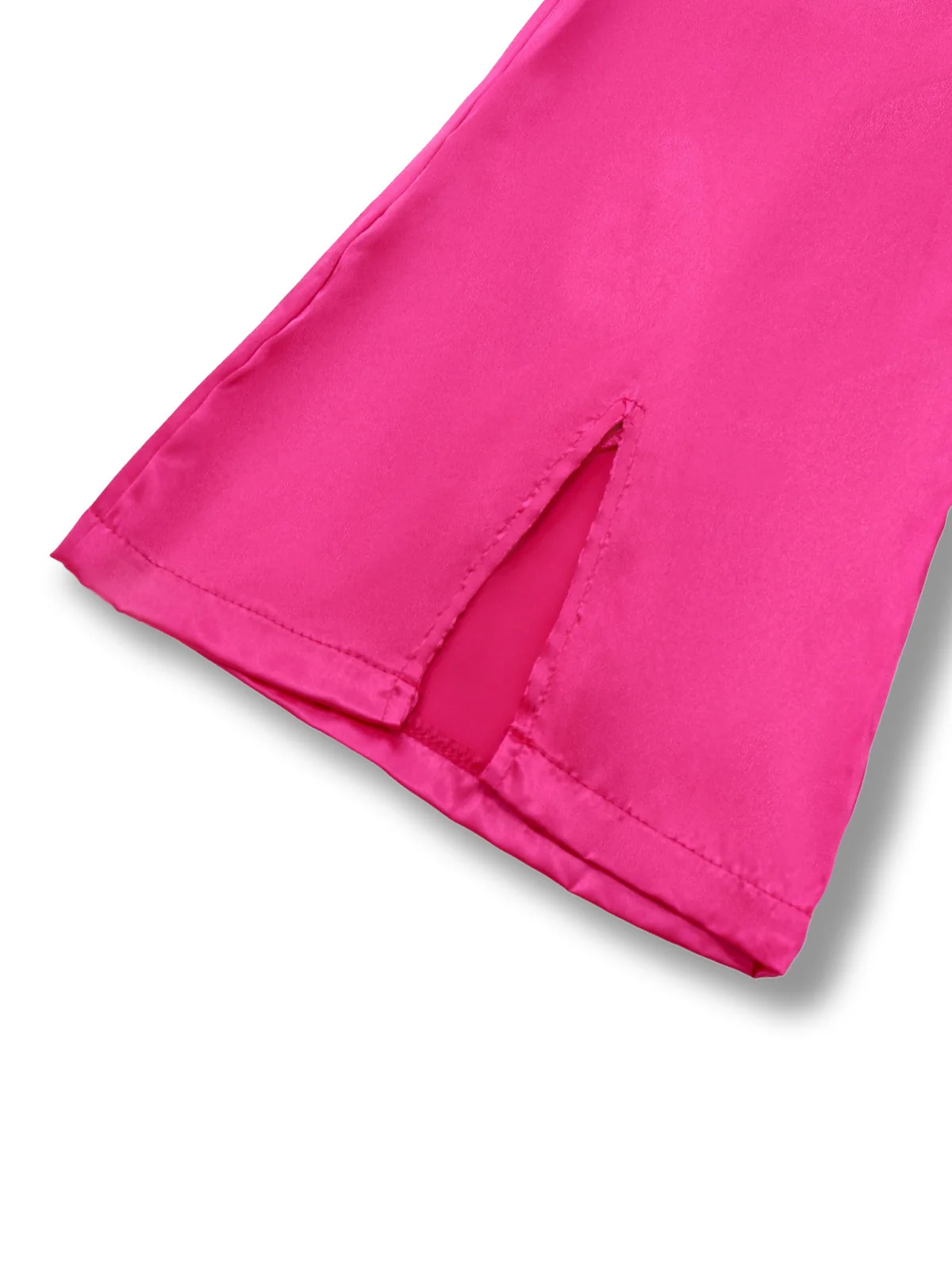 2PCS 1970s Feather Cuff Tie-Up Crop Top & Slit Pants - Image 8