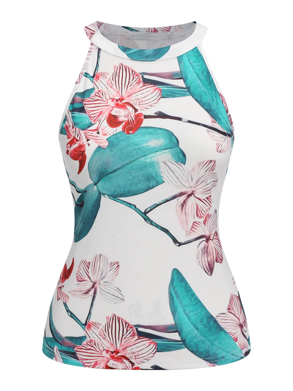 2PCS 1970s Floral Crewl Halter Top & Shorts With Belt - Image 11