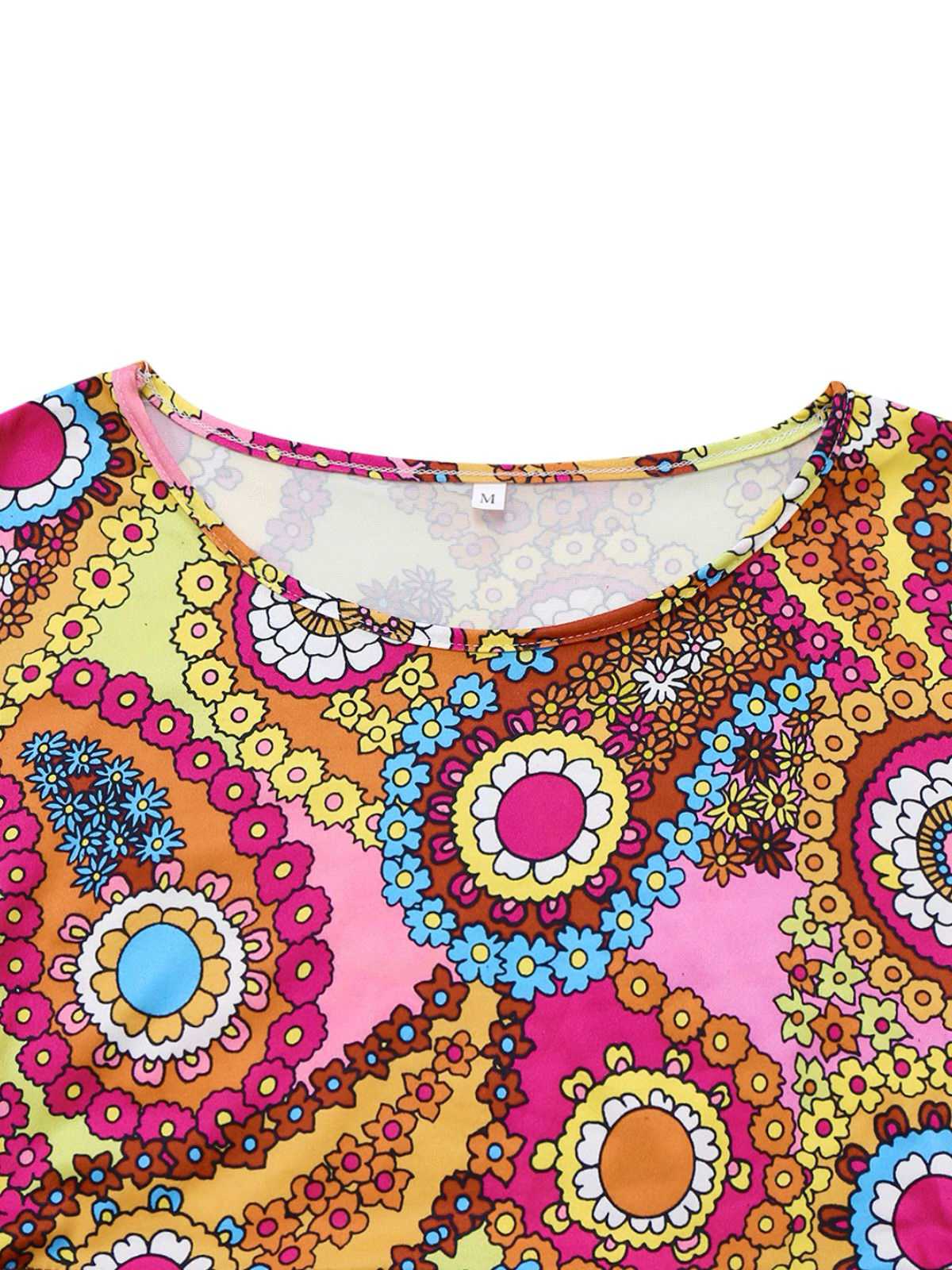 2PCS 1970s Fringe Vest & Psychedelic Hippie Costume Dress - Image 3