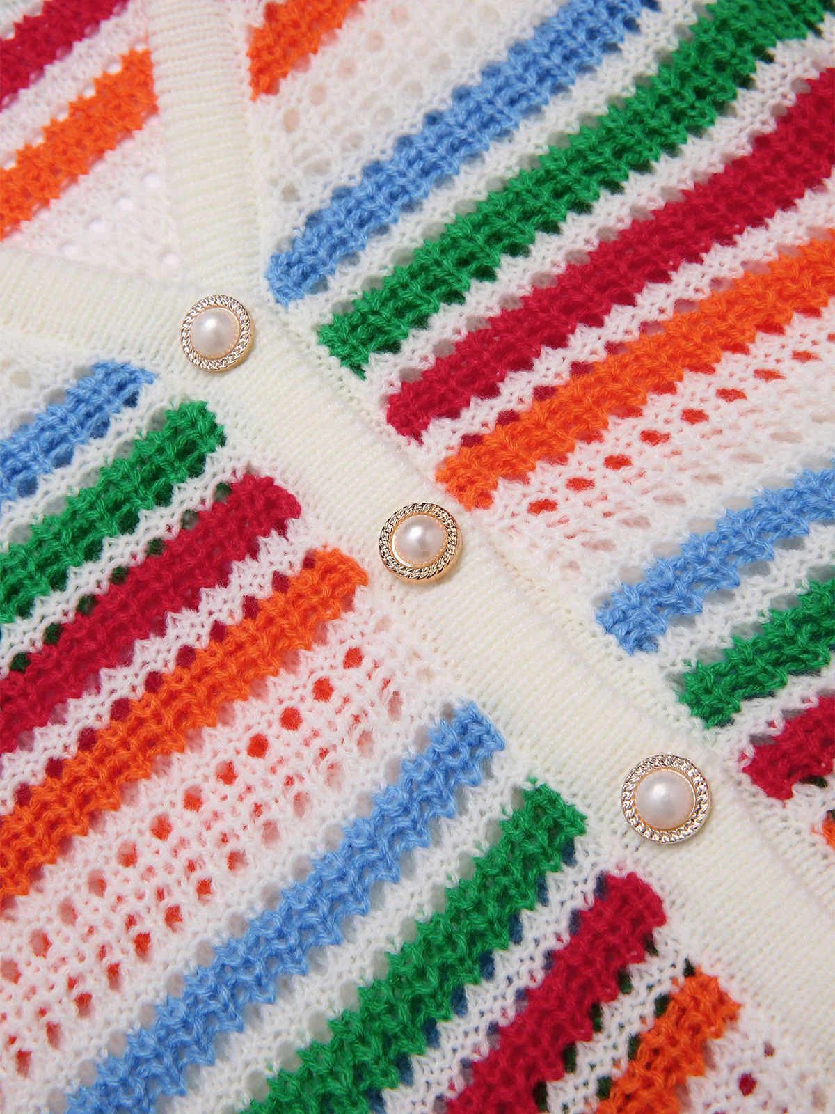 2PCS 1970s Knitted Rainbow Striped Top & Shorts - Image 4
