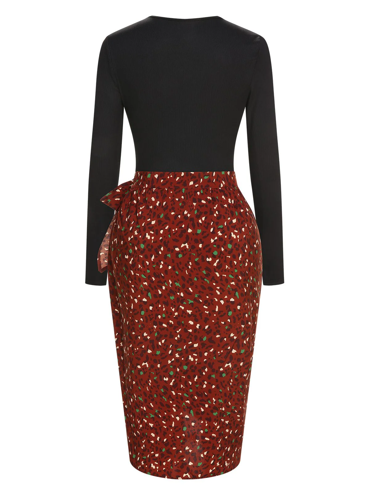 2PCS 1970s Long Sleeves Top & Dots Skirt - Image 2