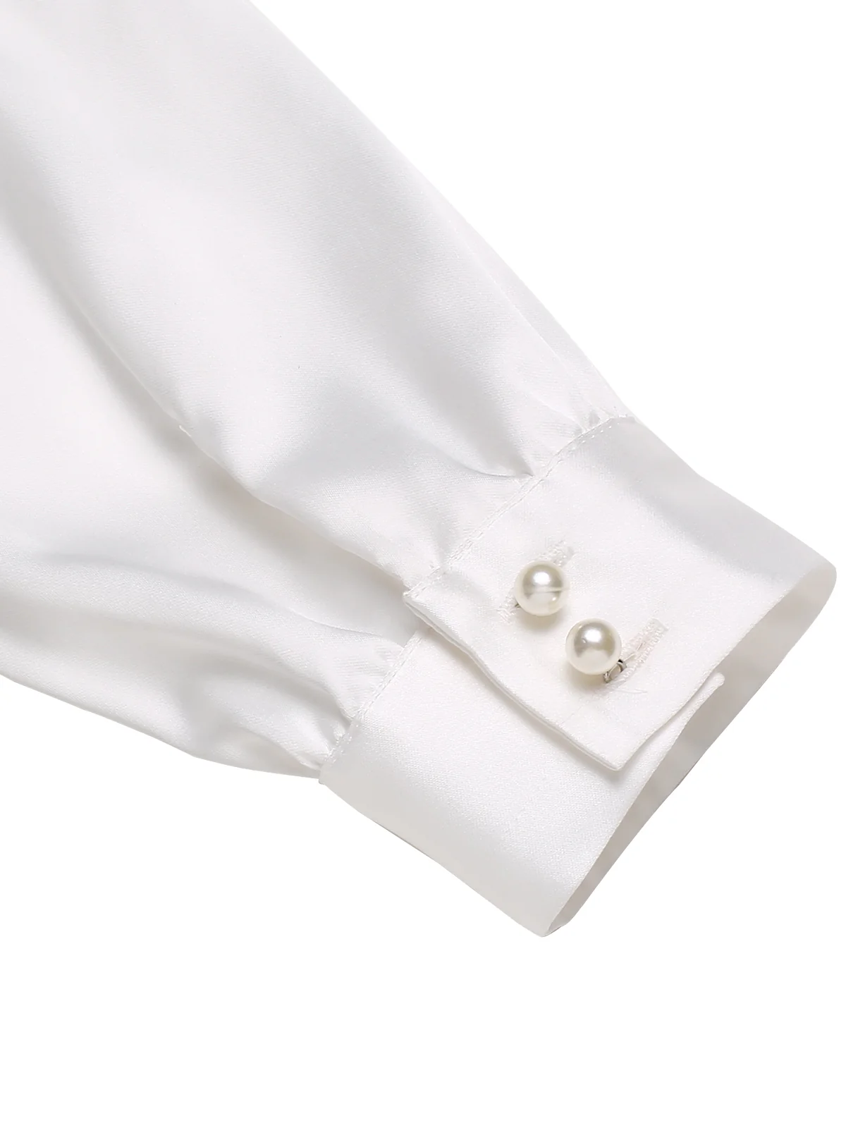 2PCS 1970s Satin High Neck Blouse & Suspender Pants - Image 8