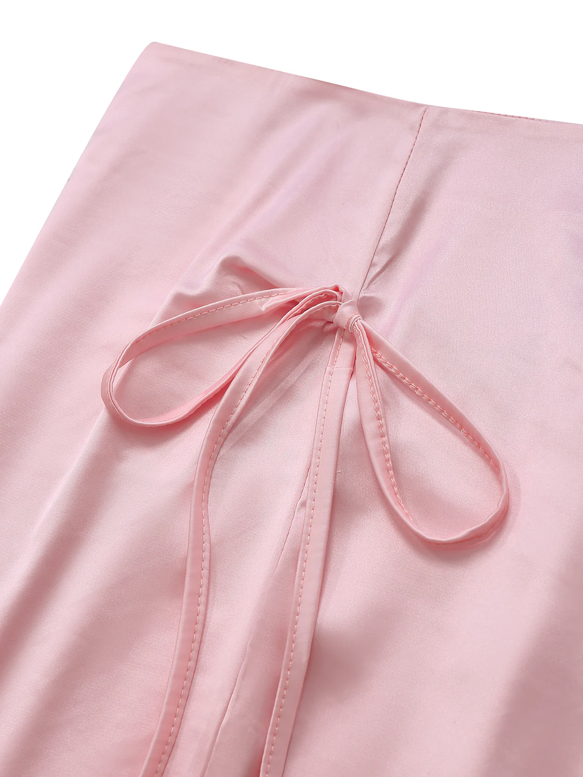 2PCS 1970s Satin Lace-Up Strap Top & Skirt - Image 4
