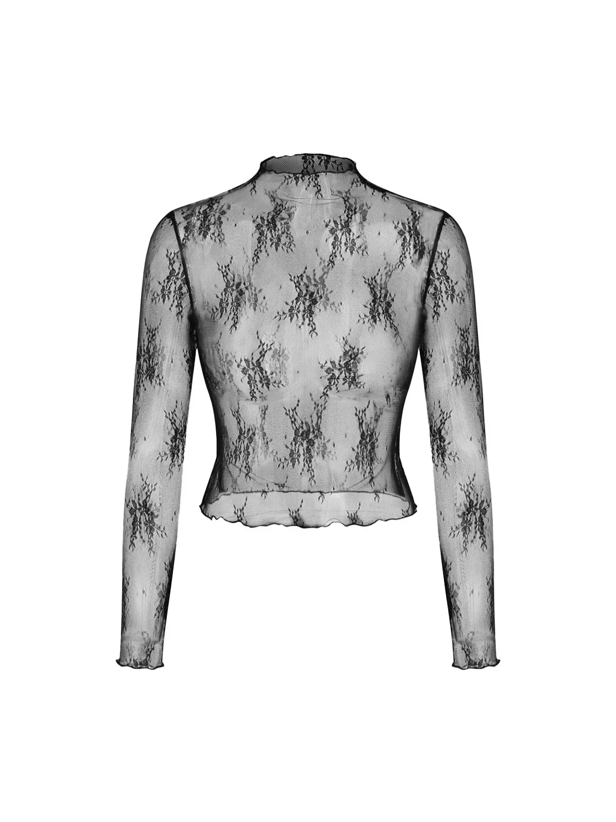 2PCS 1970s Sheer Lace Floral Top & V-Neck Jumpsuit - Image 3