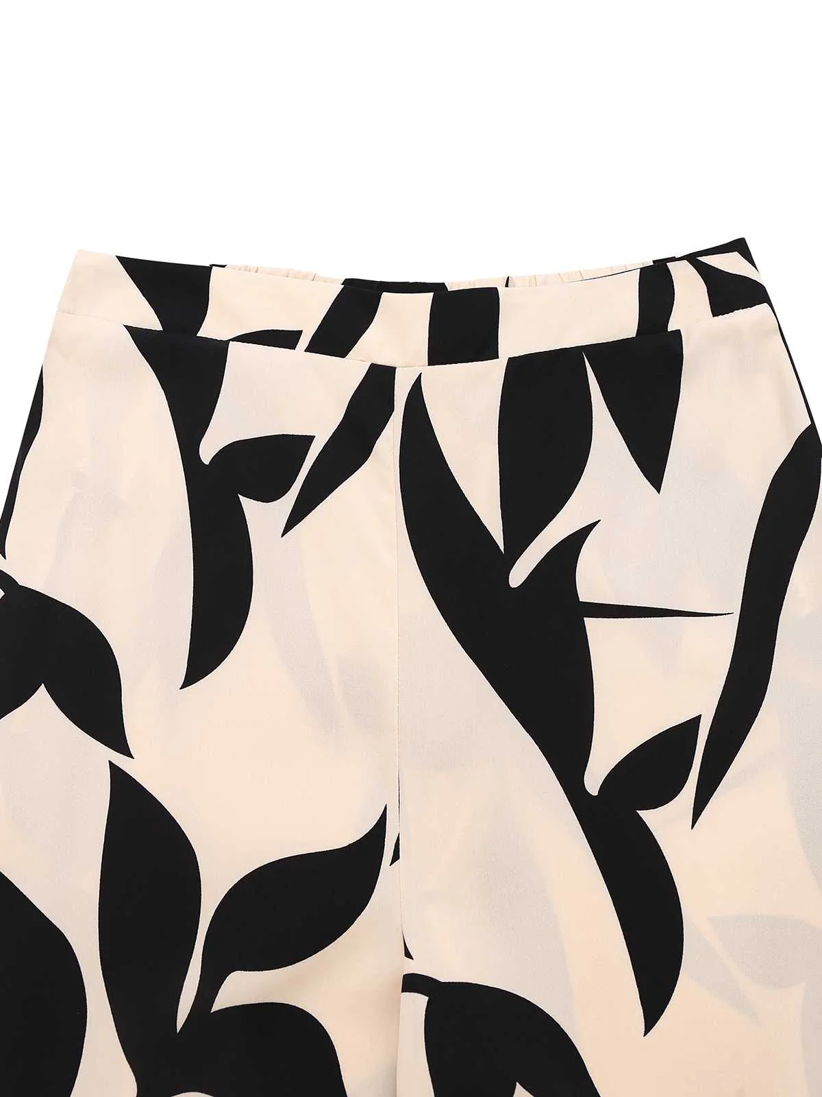 2PCS 1970s Solid Top& Leaf Print Pants - Image 5