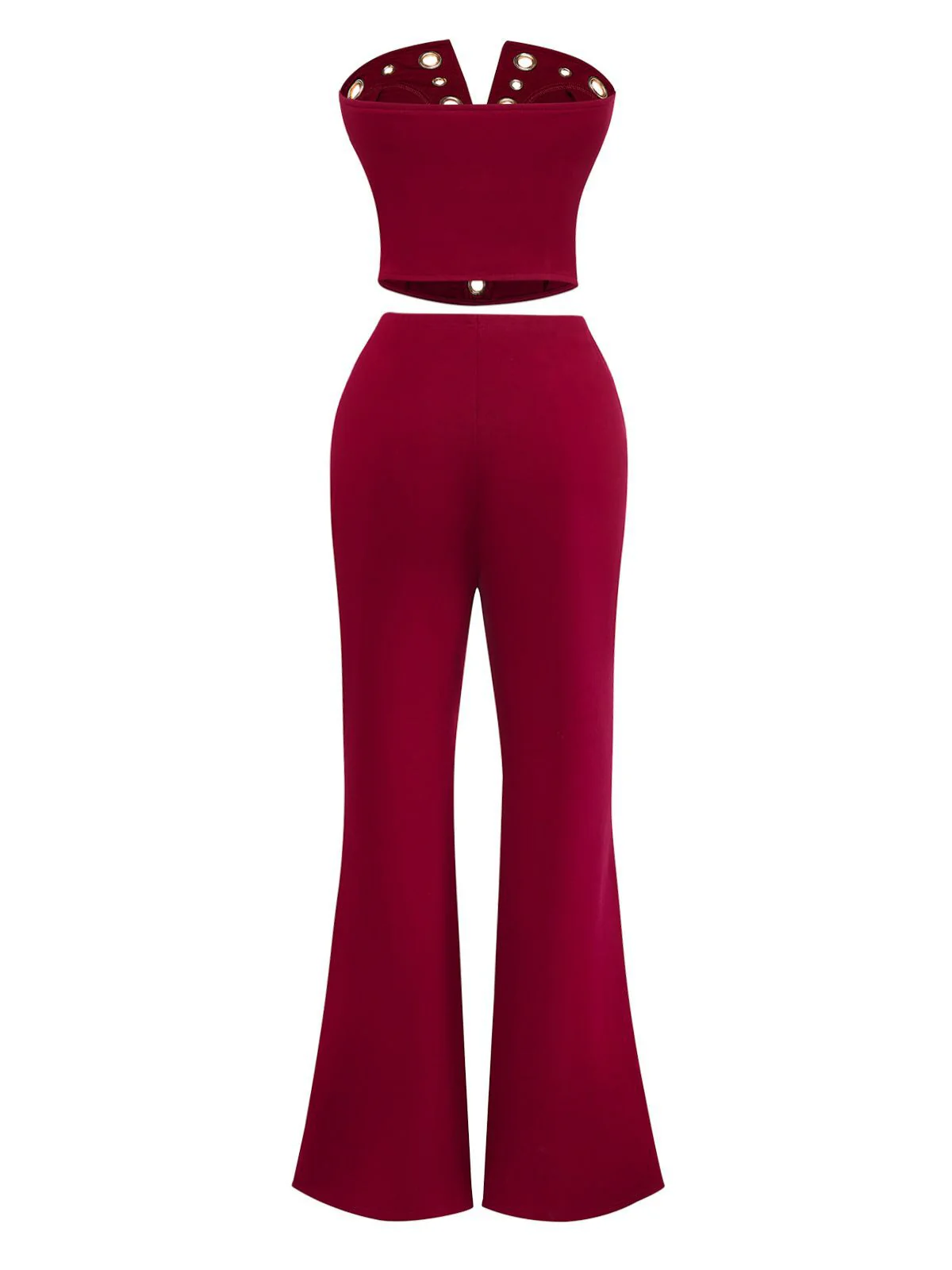 2PCS 1970s Strapless Metal Buckle Punk Top & Pants - Image 3