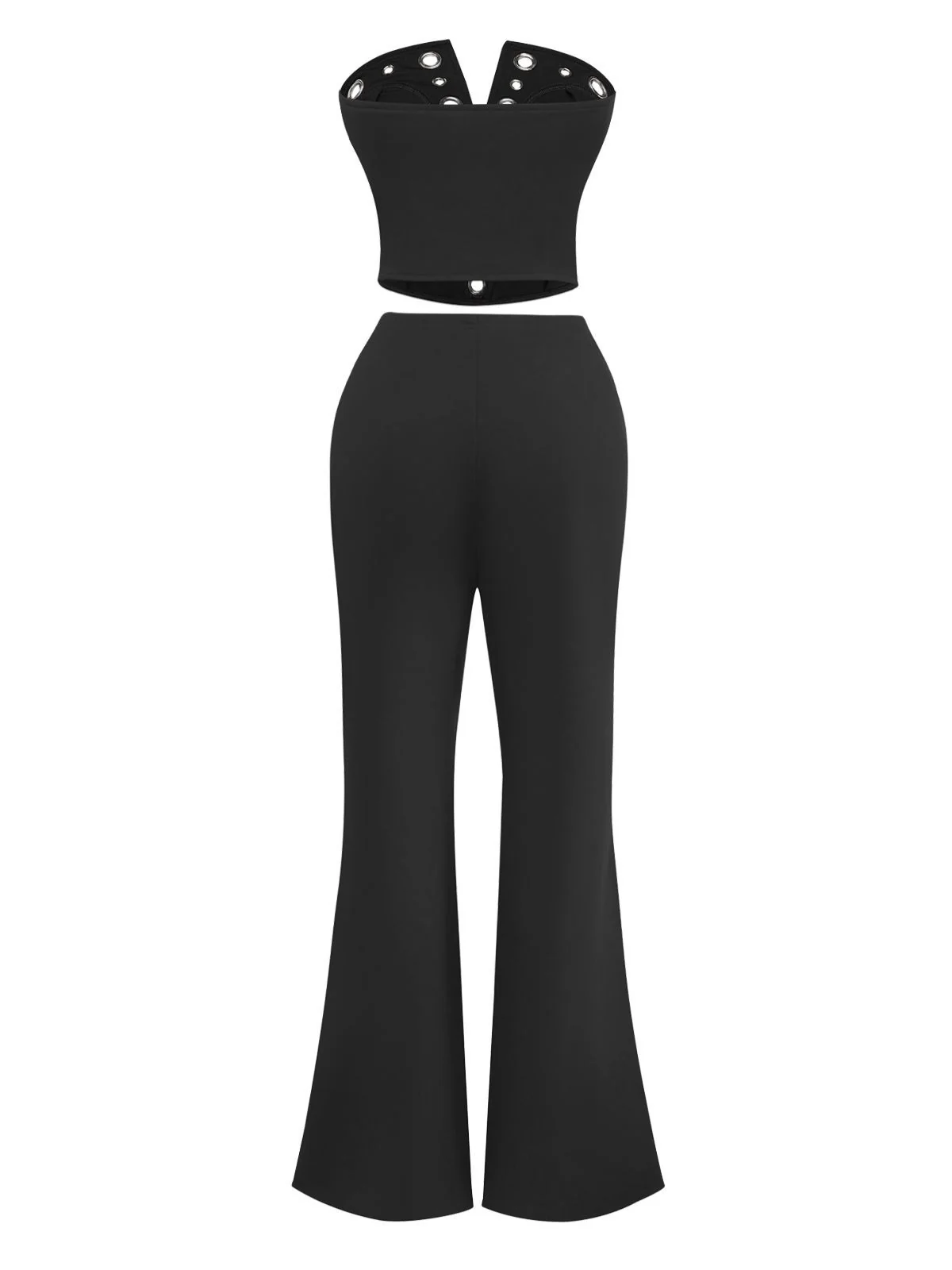 2PCS 1970s Strapless Metal Buckle Punk Top & Pants - Image 9