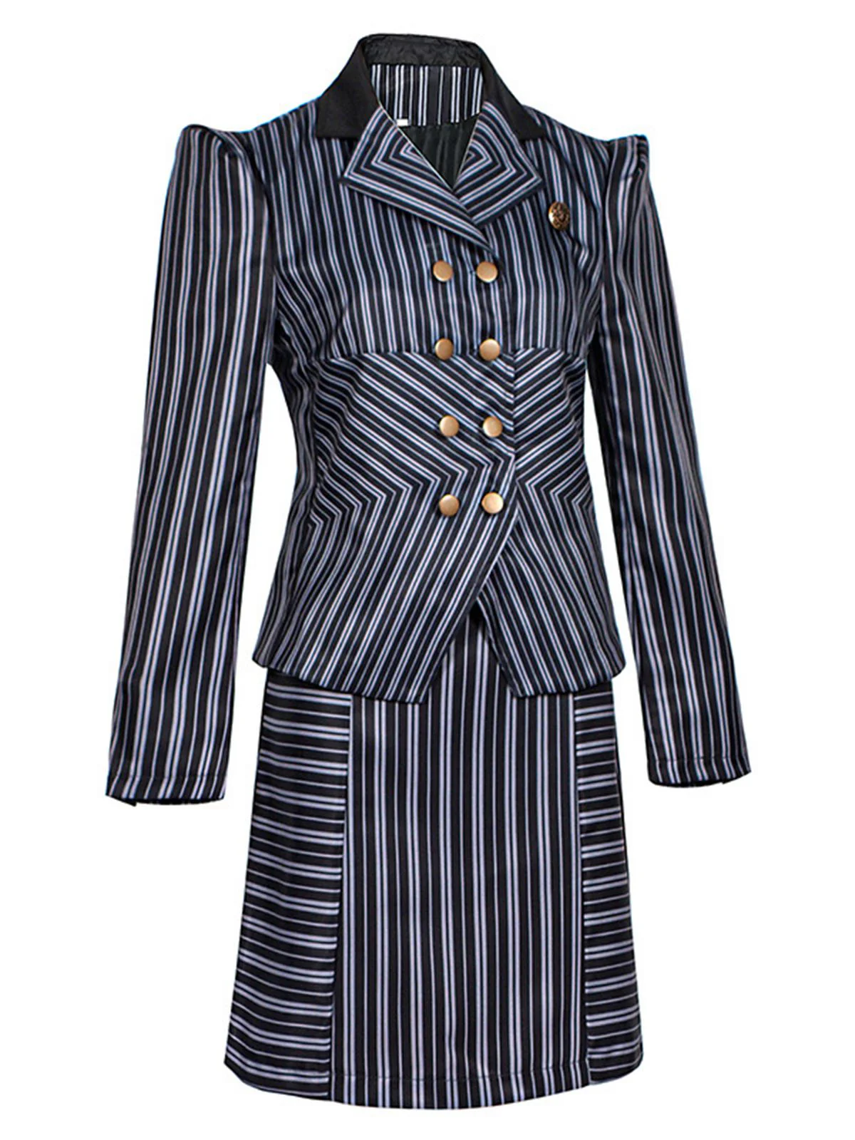 2PCS 1970s Wicked Vertical Striped Top & Patchwork Skirt - Image 2
