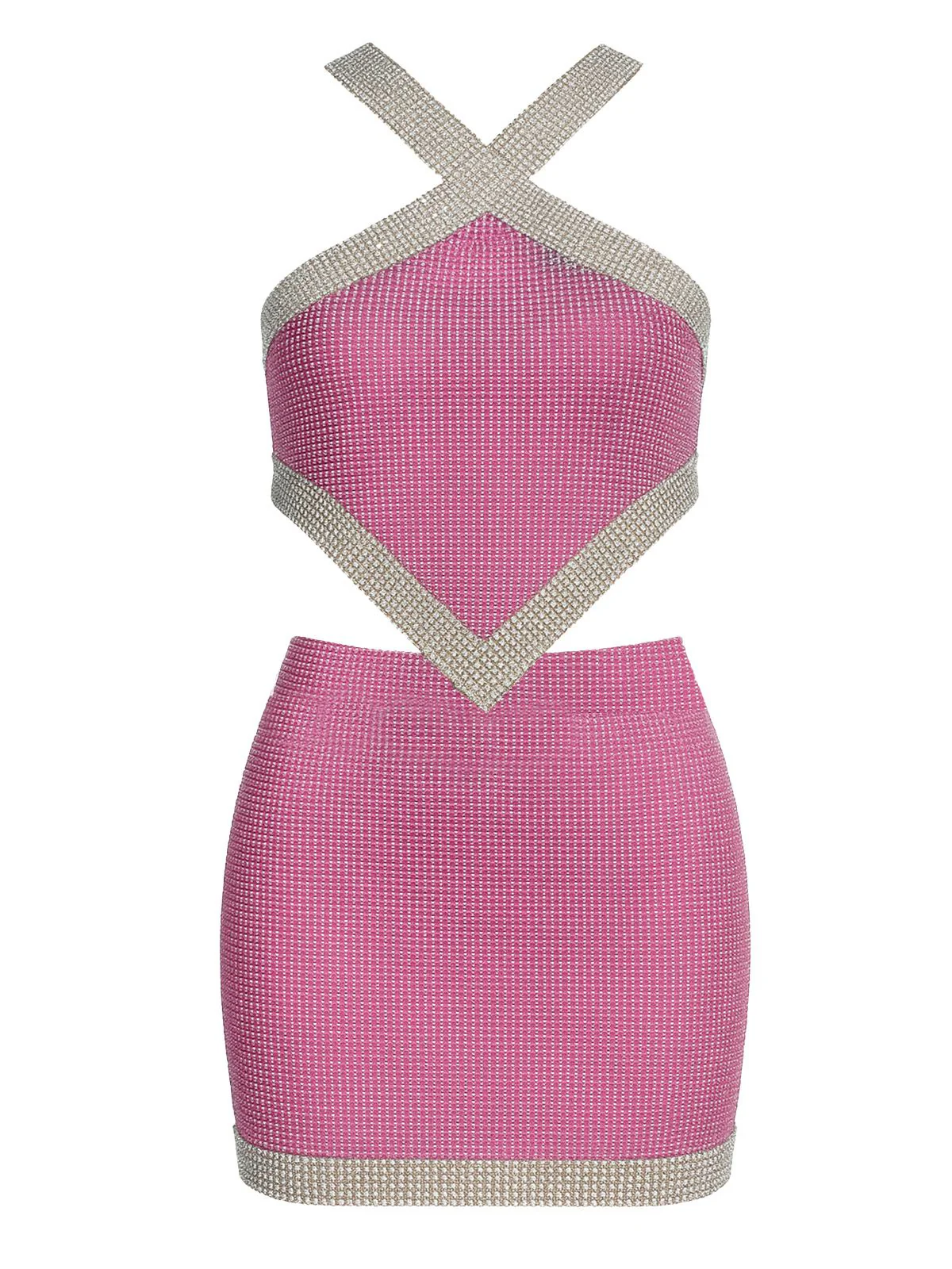 2PCS 1980s Metallic Cross Neck Top & Skirt - Image 10