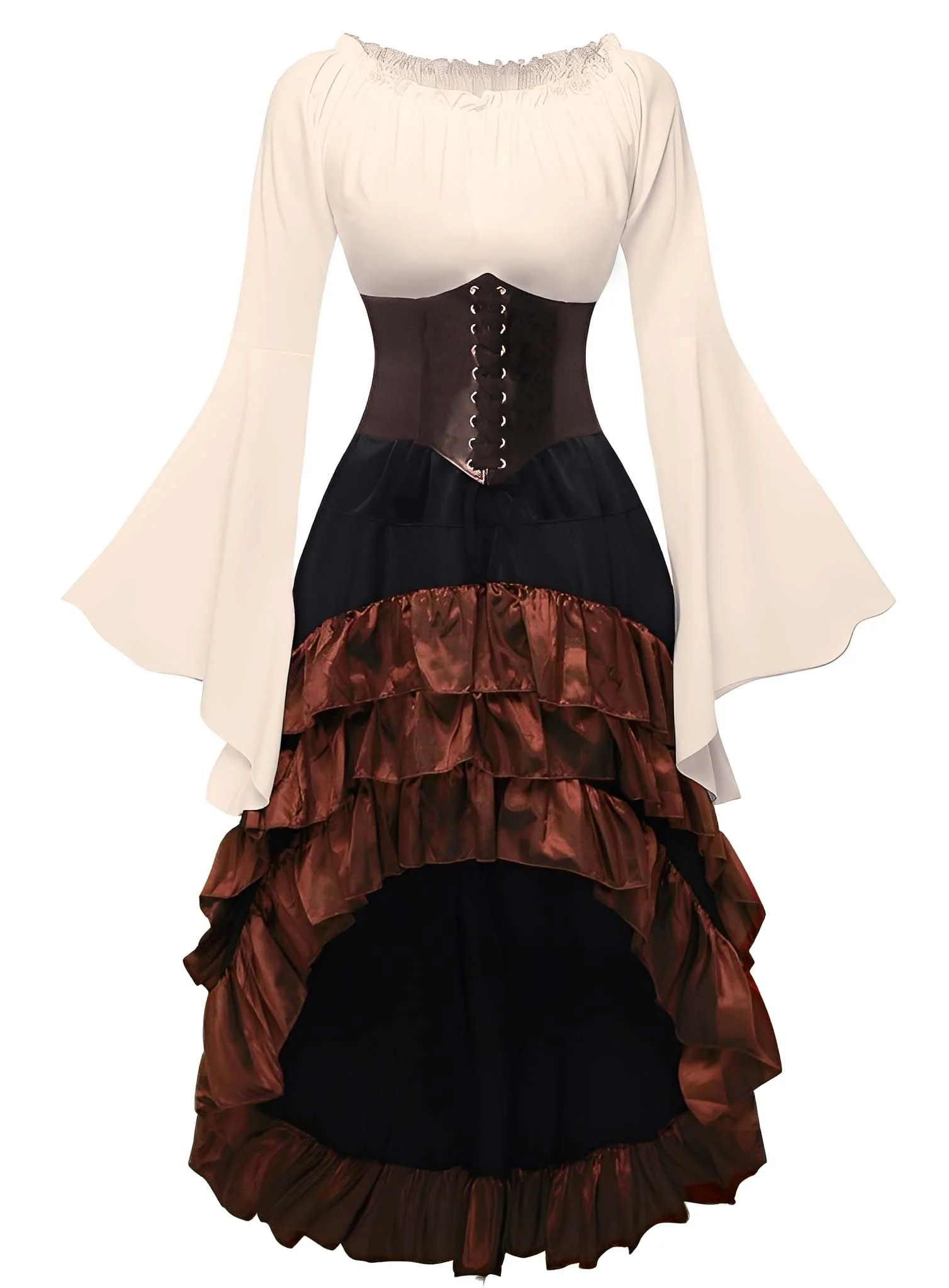 2PCS 1980s Ruffled Halloween Pirate Costume Set - Image 6