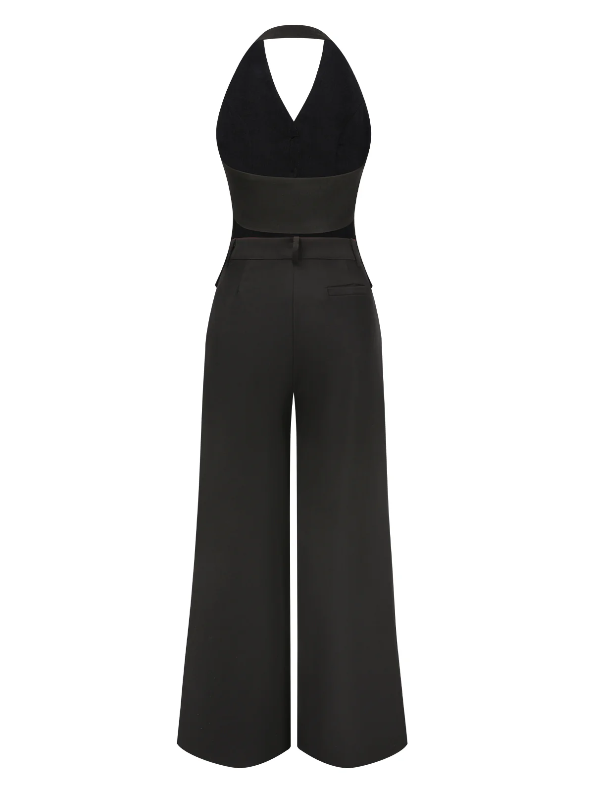 2PCS Black 1930s Halter Vest Top & Wide Leg Pants - Image 4