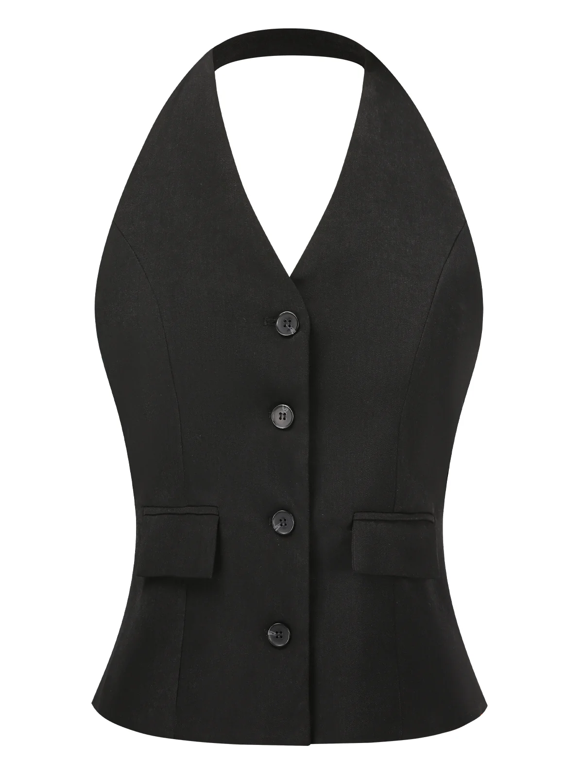 2PCS Black 1930s Halter Vest Top & Wide Leg Pants - Image 5