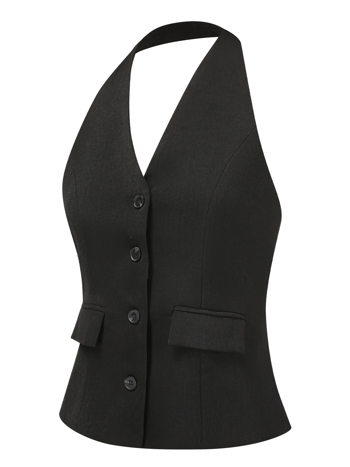 2PCS Black 1930s Halter Vest Top & Wide Leg Pants - Image 6