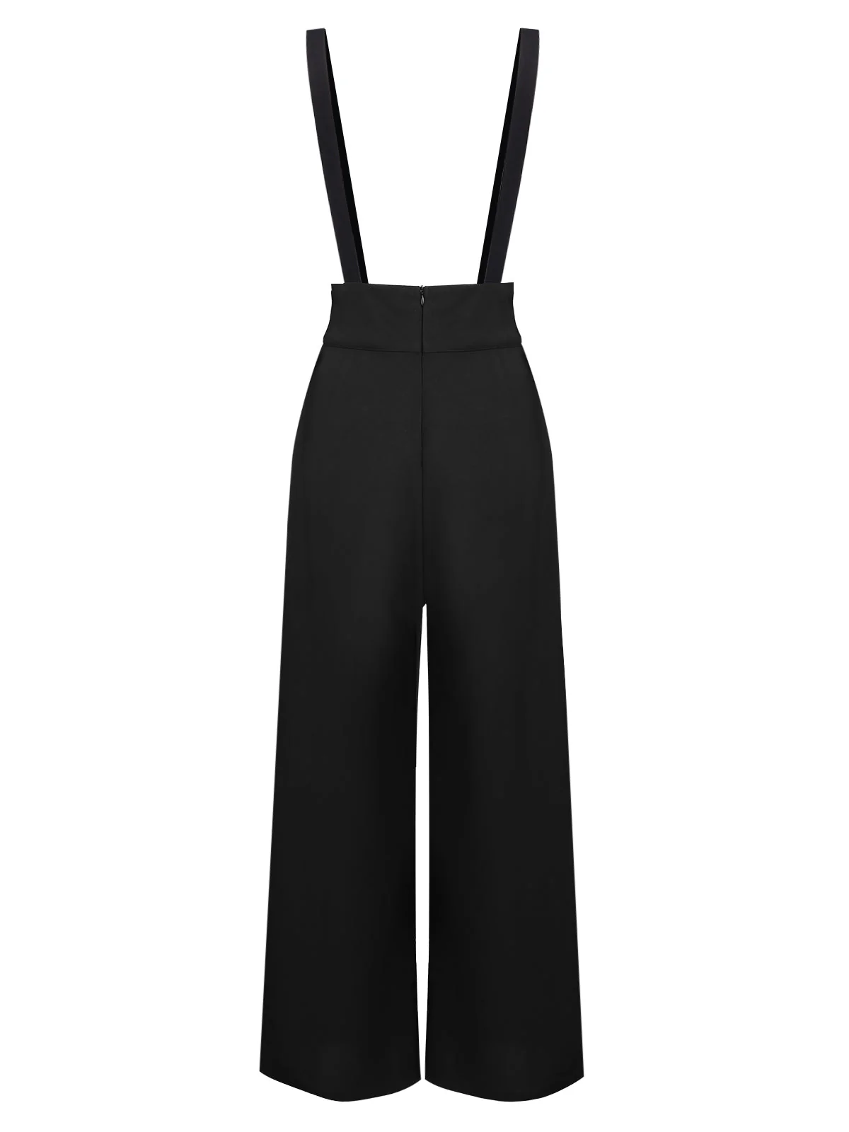2PCS Black 1930s Stripes Tie Collar Blouse & Suspender Pants - Image 9