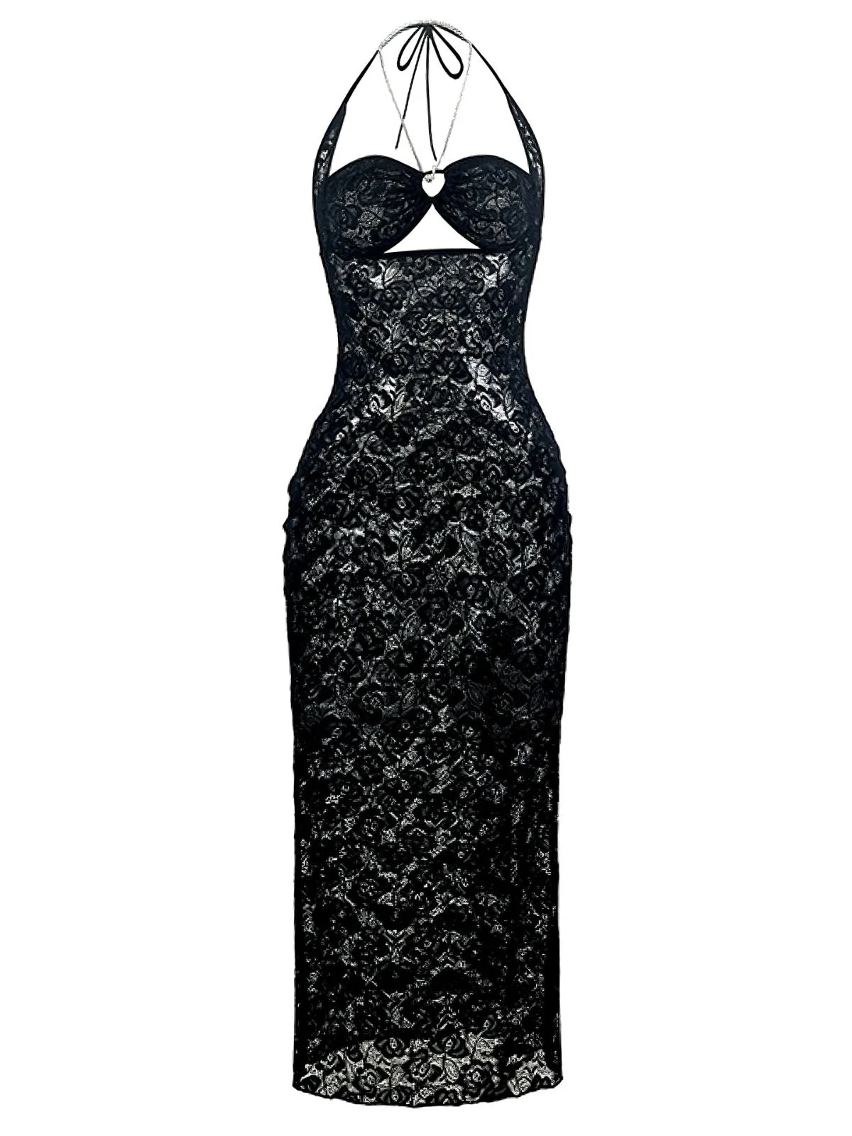 2PCS Black 1940s Lace Sheer Sleepwear Set - Image 10