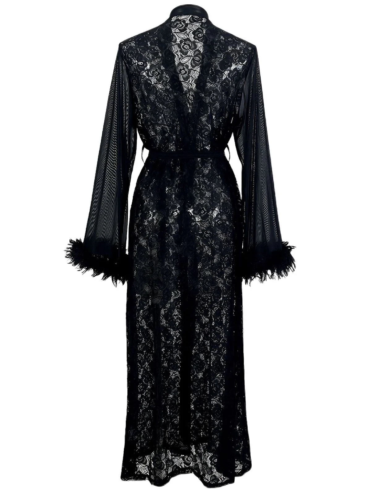 2PCS Black 1940s Lace Sheer Sleepwear Set - Image 16