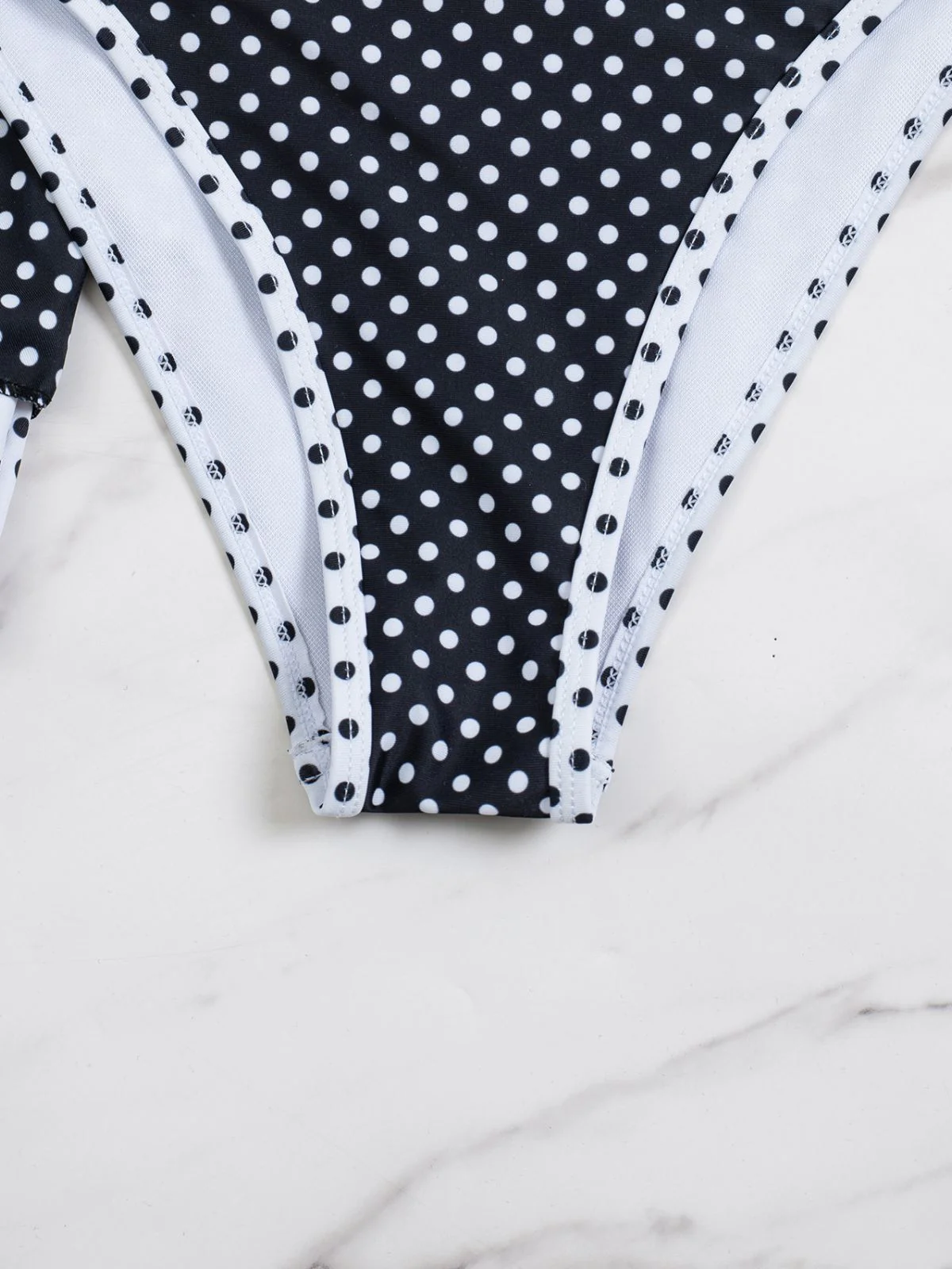2PCS Black 1940s Polka Dot Halter Bikini Set & Cover-Up - Image 7