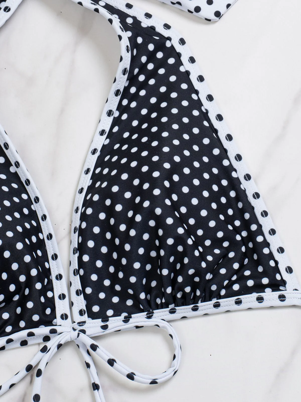 2PCS Black 1940s Polka Dot Halter Bikini Set & Cover-Up - Image 8