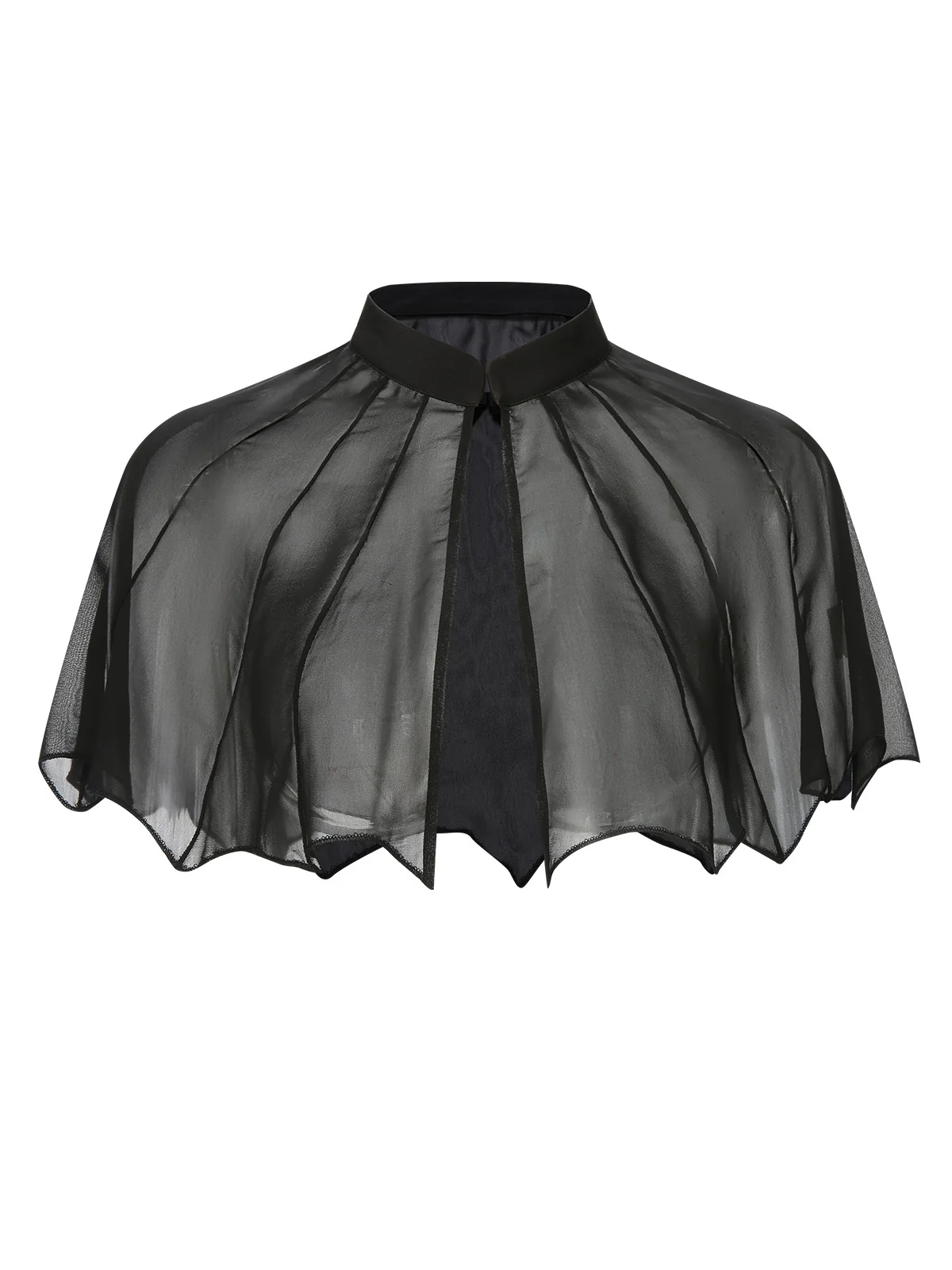 2PCS Black 1950s Halloween Bat Mesh Dress & Sheer Cape - Image 8