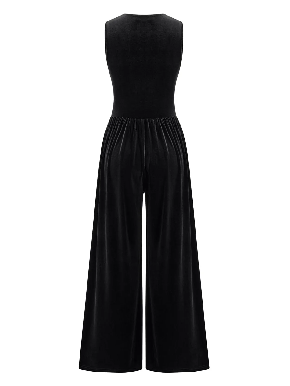 2PCS Black 1950s Mesh Top & Velvet Jumpsuit - Image 3