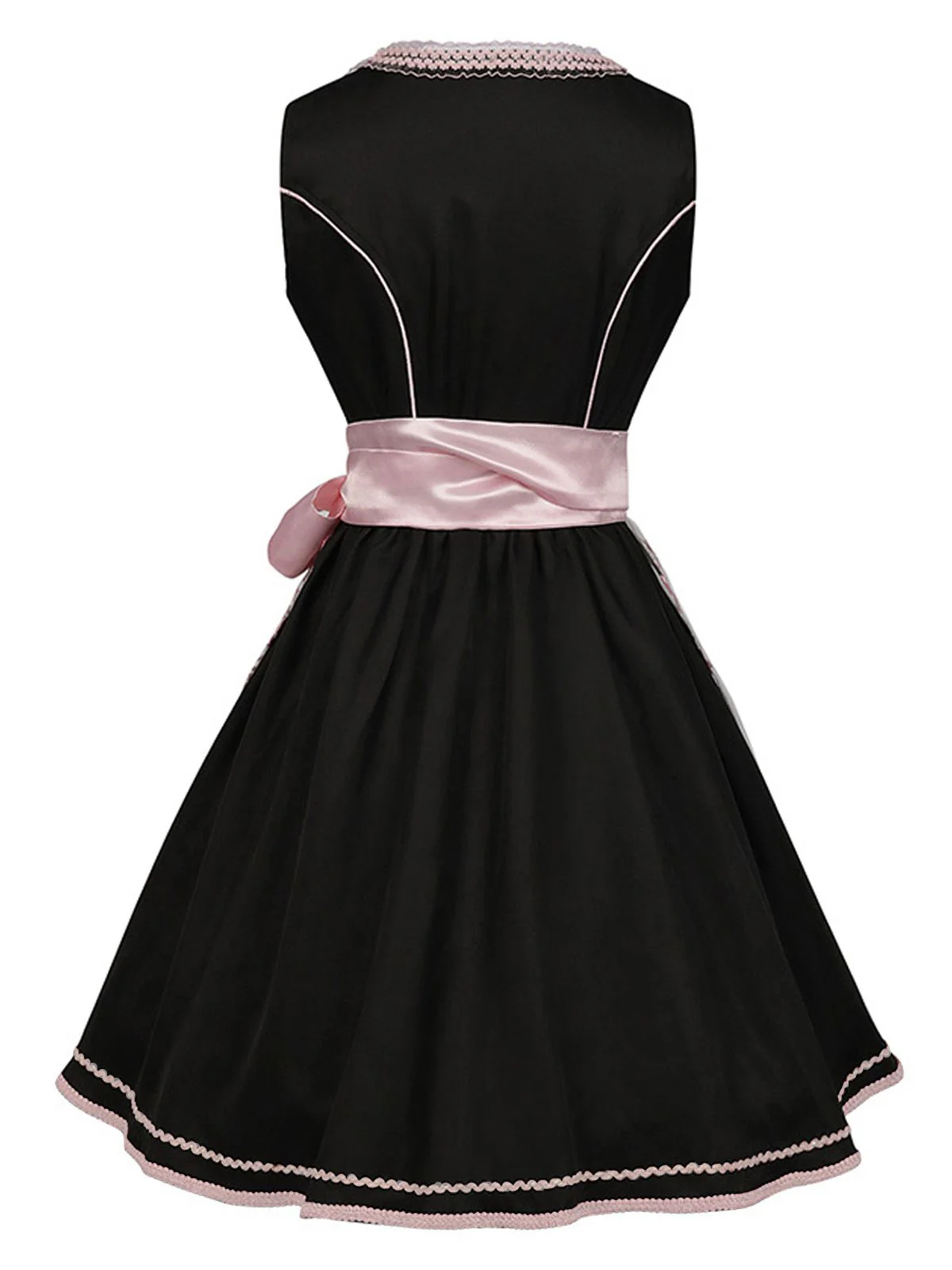 2PCS Black 1950s Oktoberfest Dress With Embroidered Apron - Image 4