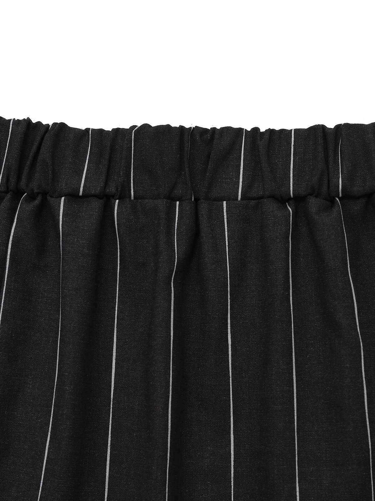 2PCS Black 1960s Pinstripe Pencil Skirt Sleeveless Suit - Image 7