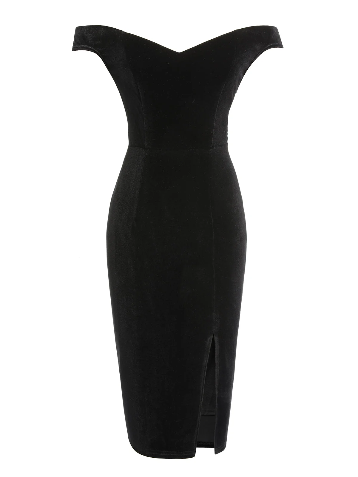 2PCS Black 1960s Solid Dress & Plush Cape - Image 8