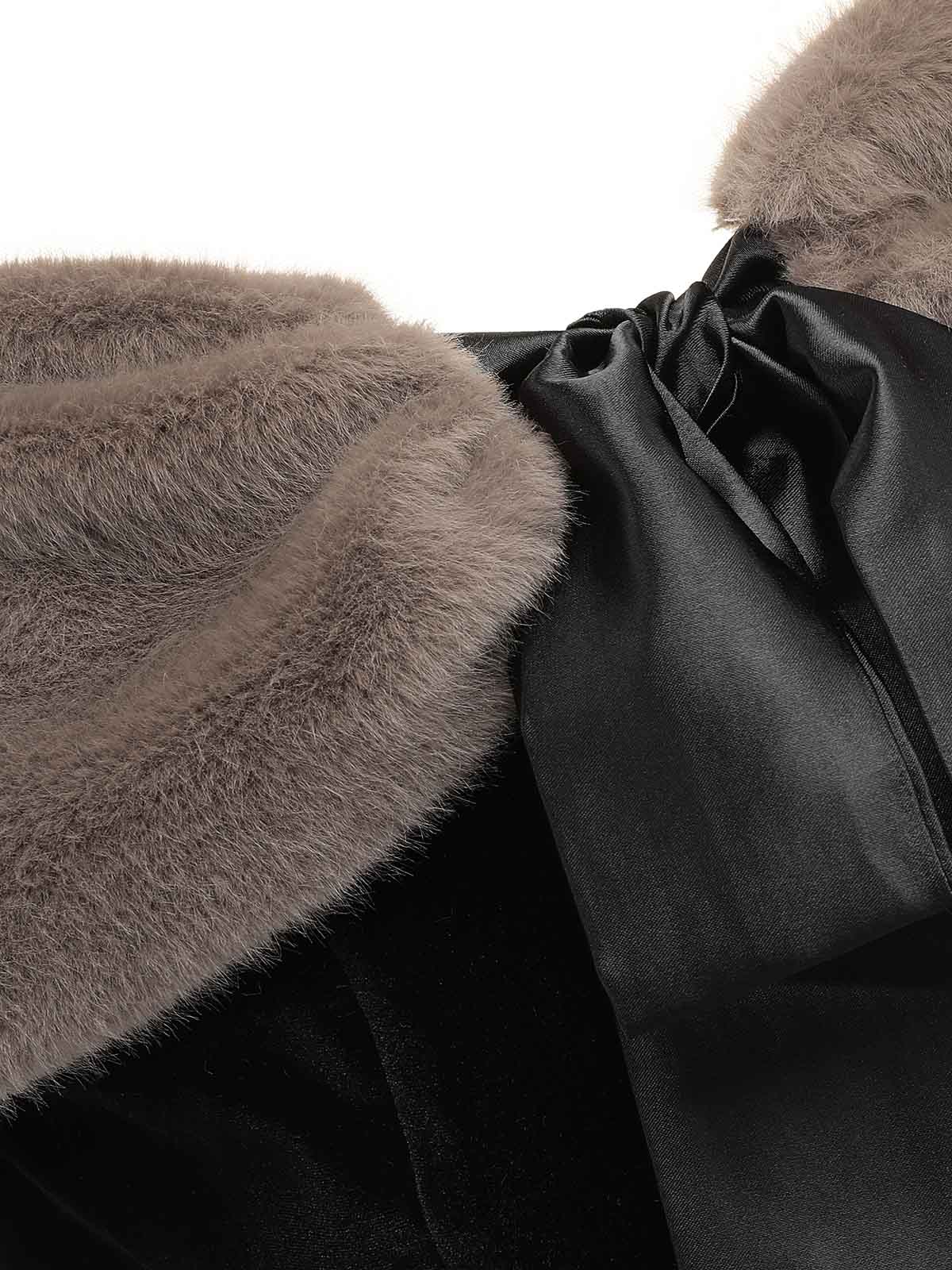 2PCS Black 1960s Solid Dress & Plush Cape - Image 9