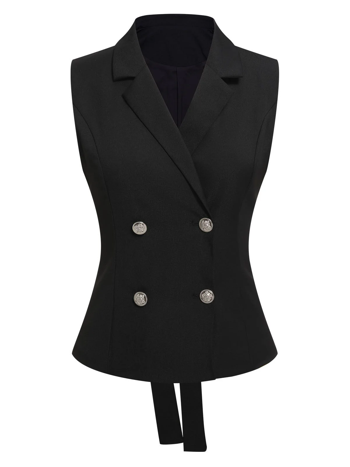 2PCS Black 1960s V-Neck Vest Top & Pleated Skirt - Image 5