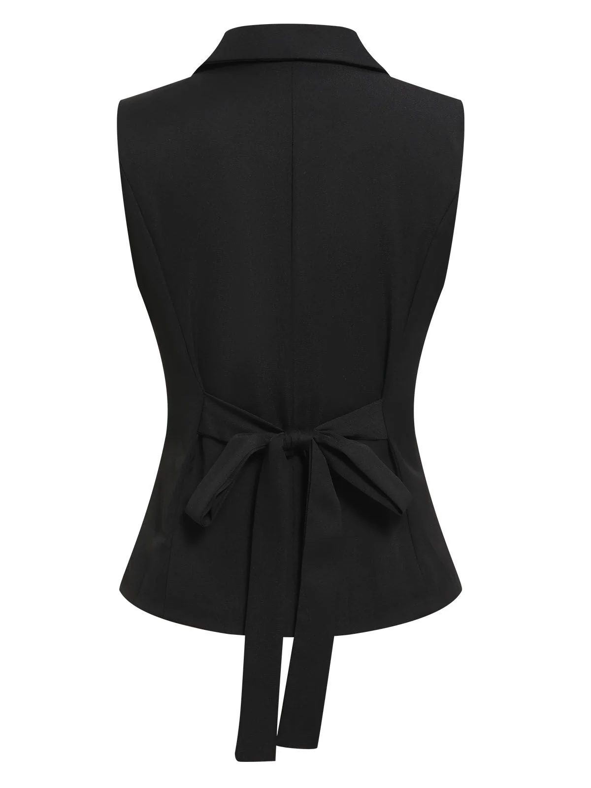 2PCS Black 1960s V-Neck Vest Top & Pleated Skirt - Image 6