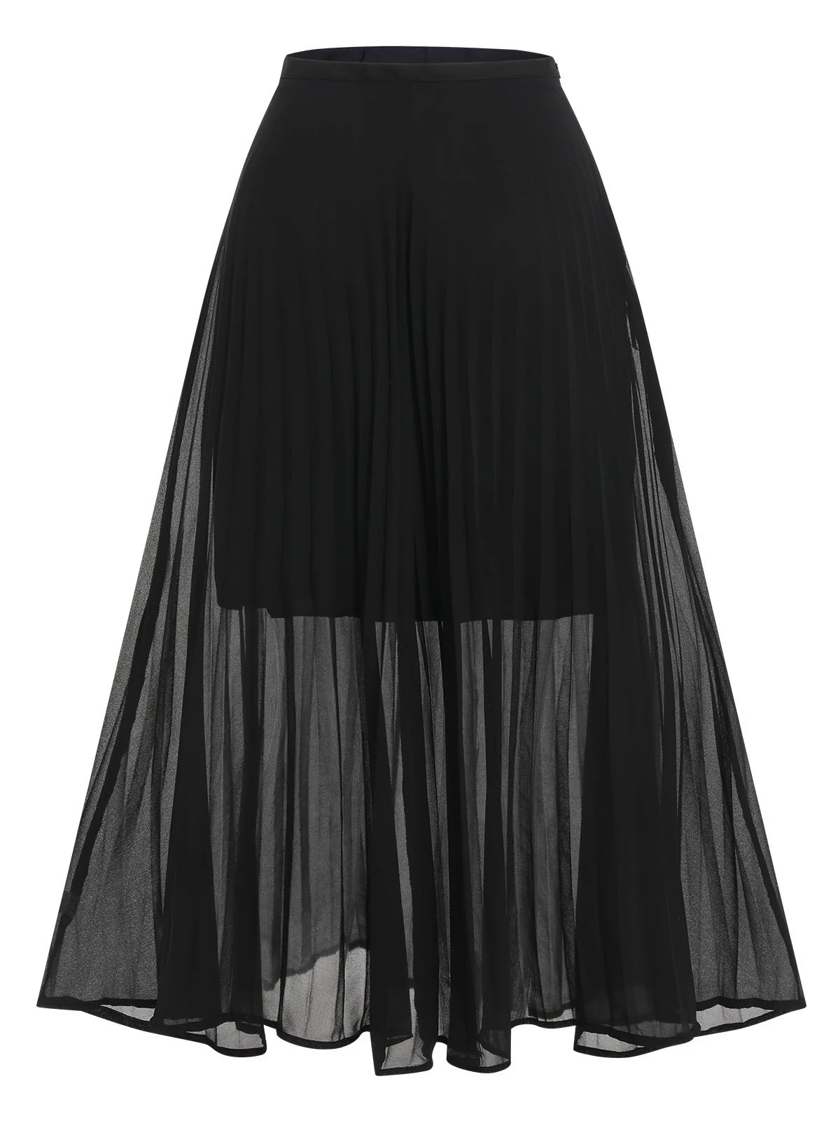 2PCS Black 1960s V-Neck Vest Top & Pleated Skirt - Image 7