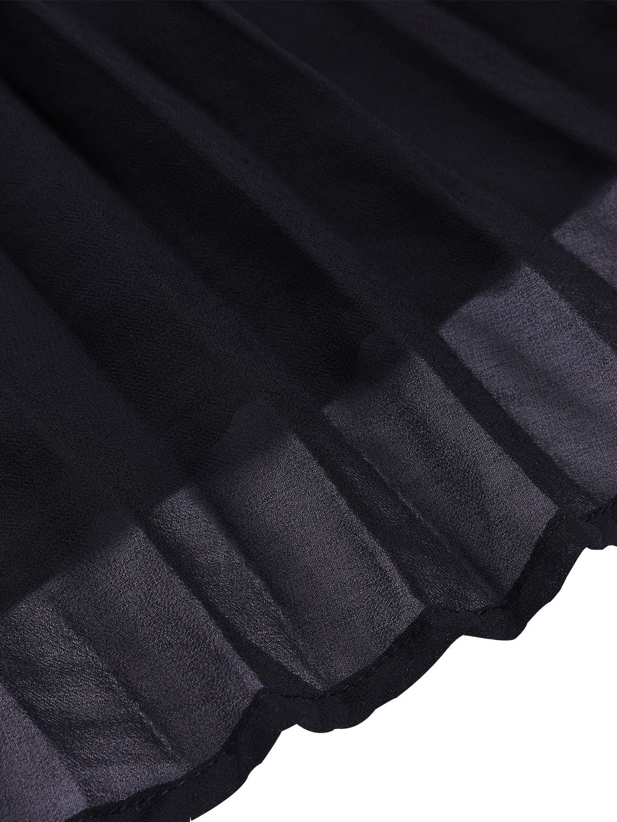 2PCS Black 1960s V-Neck Vest Top & Pleated Skirt - Image 9
