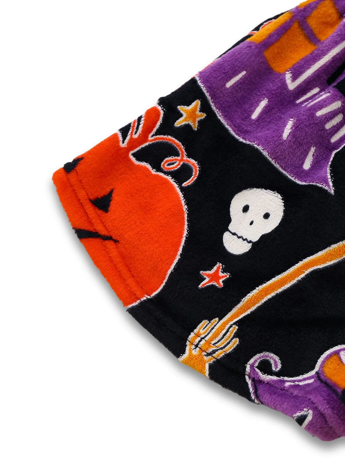 2PCS Black 1970s Glowing Halloween Ghost Flannel Pajama Set - Image 6