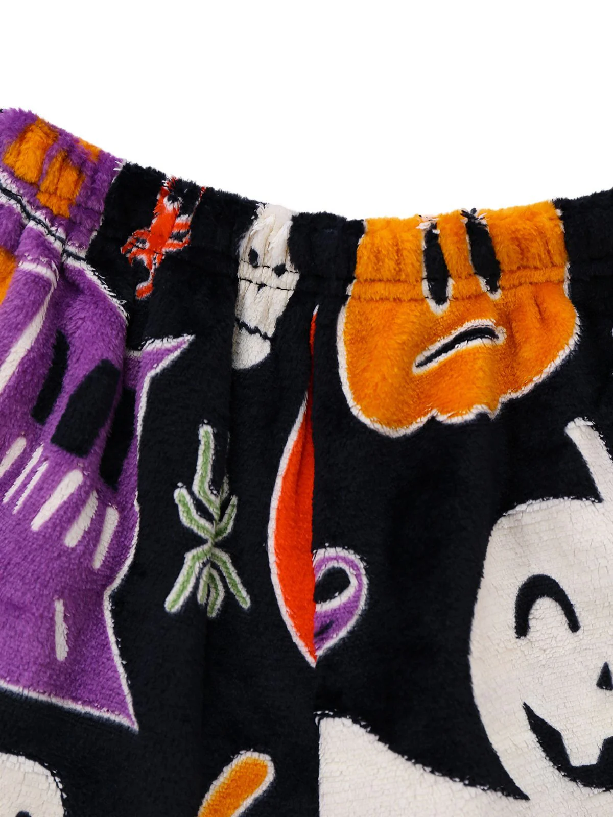 2PCS Black 1970s Glowing Halloween Ghost Flannel Pajama Set - Image 7