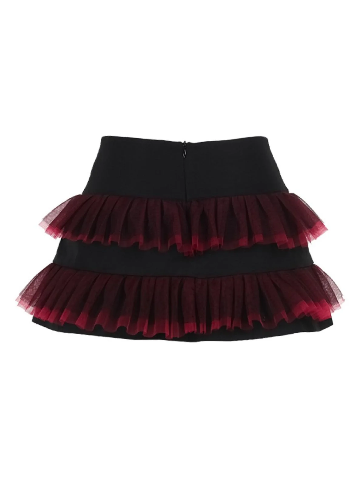 Black 1980s Gothic Steampunk Mesh Ruffles Mini Skirt - Image 2