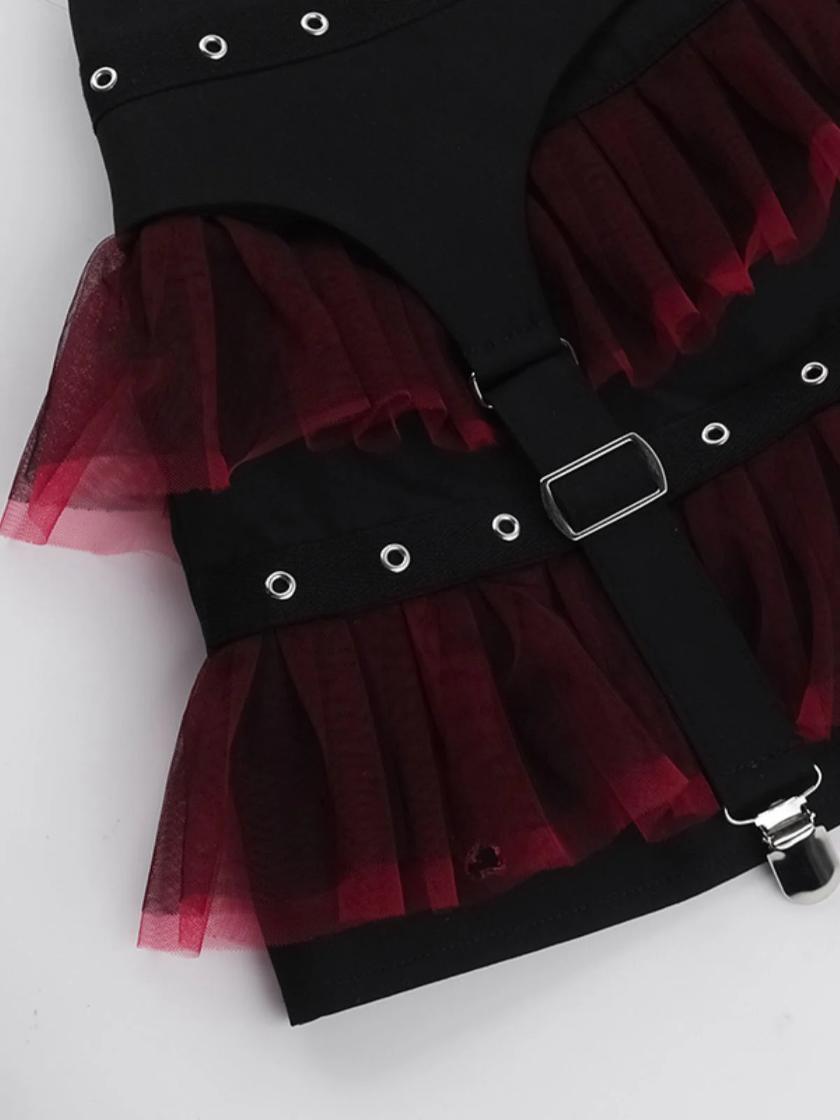 Black 1980s Gothic Steampunk Mesh Ruffles Mini Skirt - Image 4