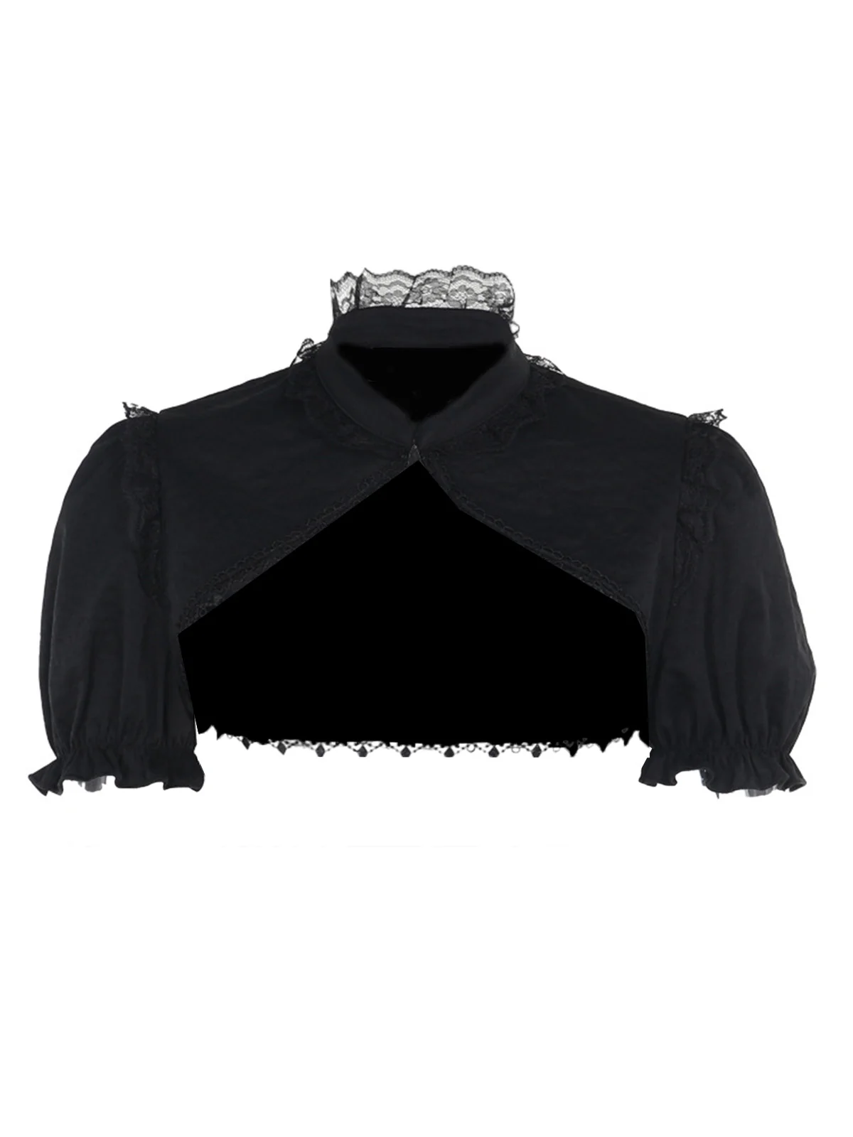 2PCS Black & Blue 1980s Gothic Cape Cardigan & Floral Embroidered Dress - Image 10