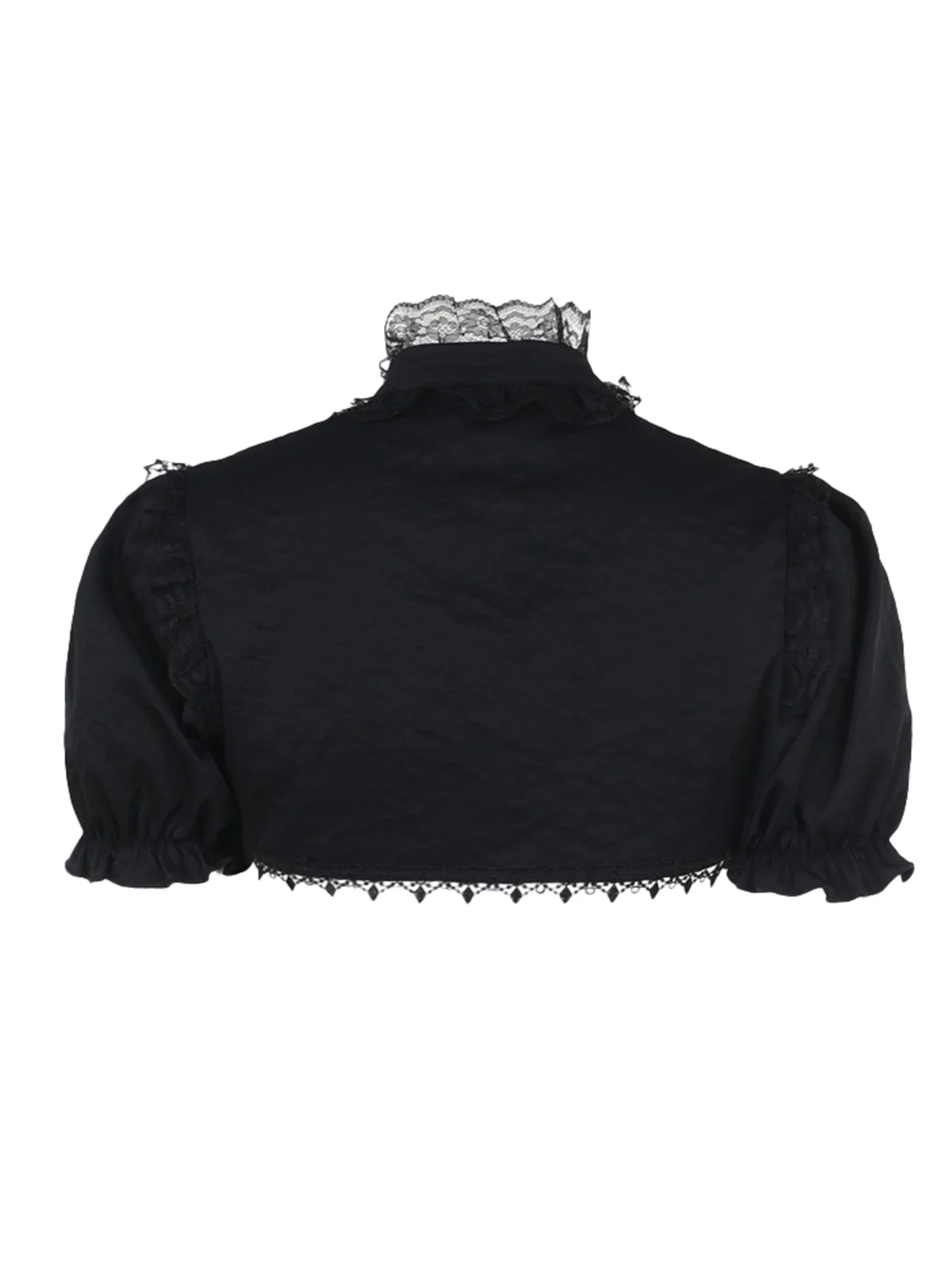 2PCS Black & Blue 1980s Gothic Cape Cardigan & Floral Embroidered Dress - Image 11