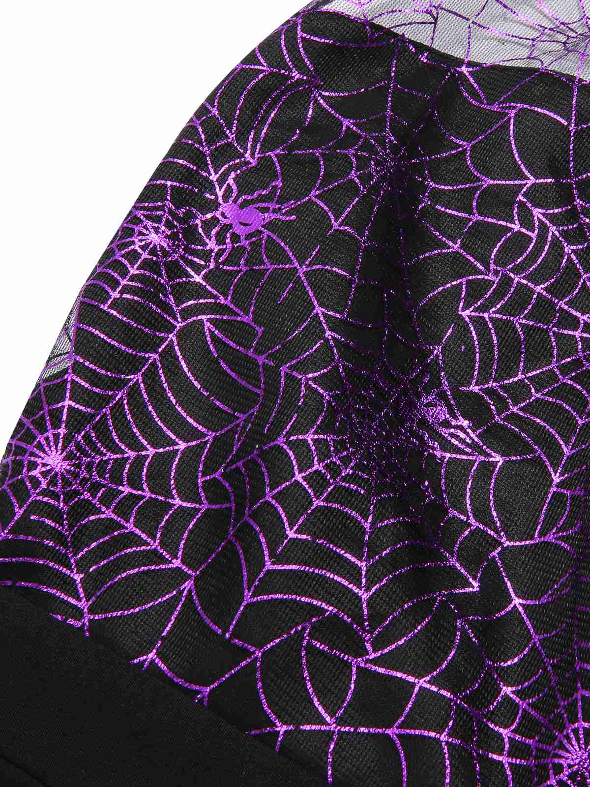2PCS Black & Purple 1950s Spiderweb Mesh Romper & Skirt Cover-Up - Image 11
