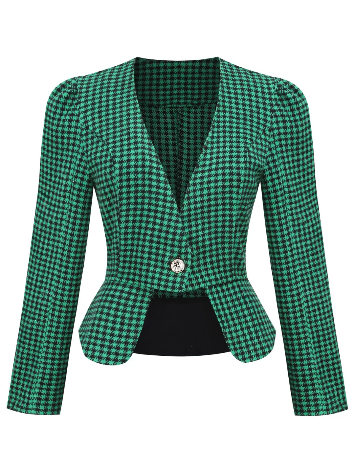 2PCS Black Retro Plaid Blazer & Panel Skirt - Image 16