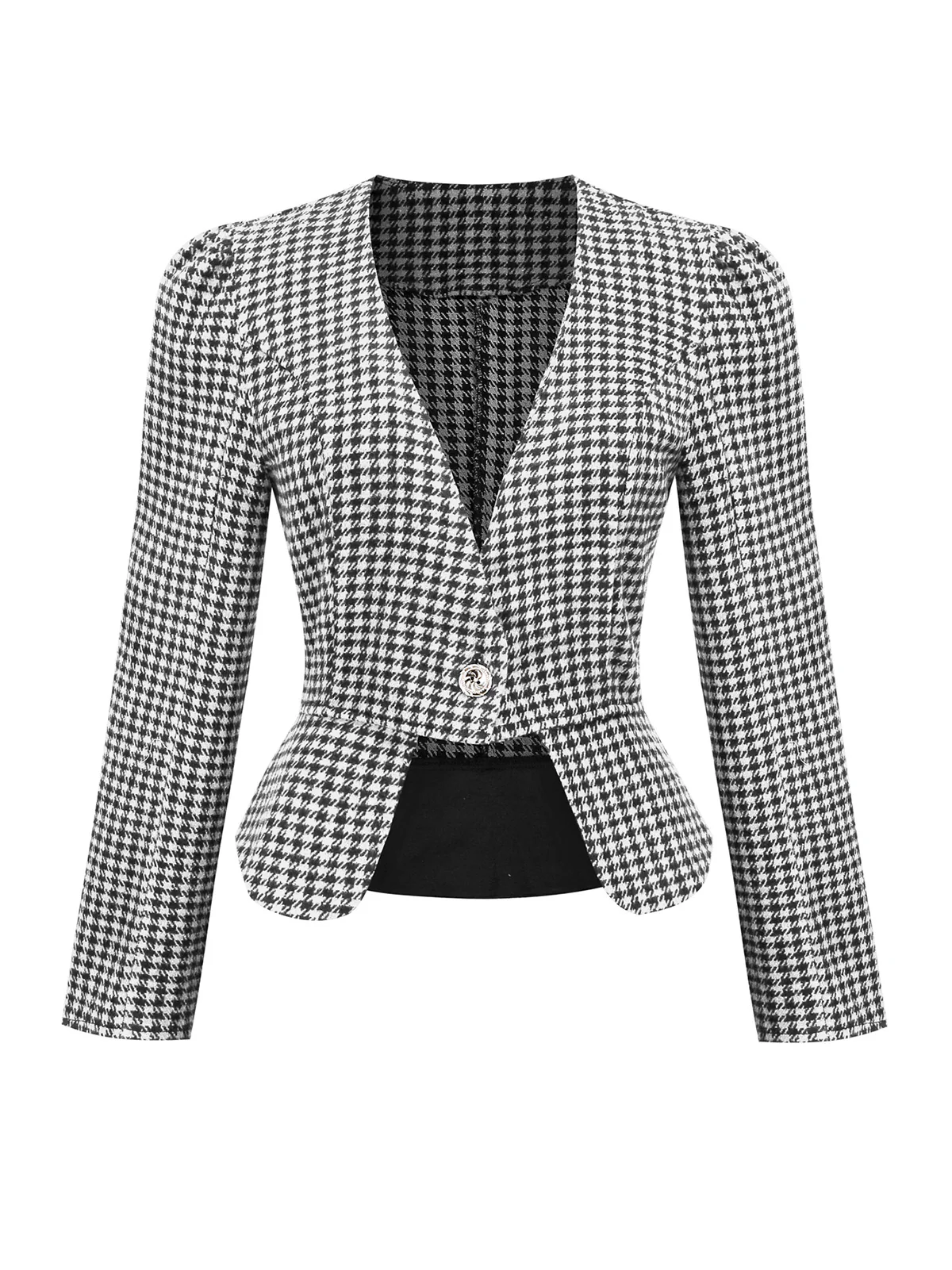 2PCS Black Retro Plaid Blazer & Panel Skirt - Image 4