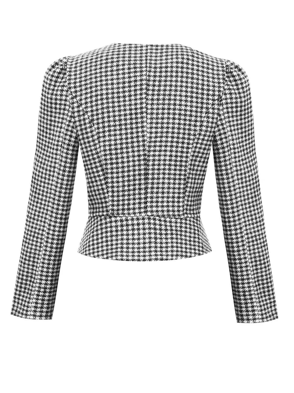 2PCS Black Retro Plaid Blazer & Panel Skirt - Image 6