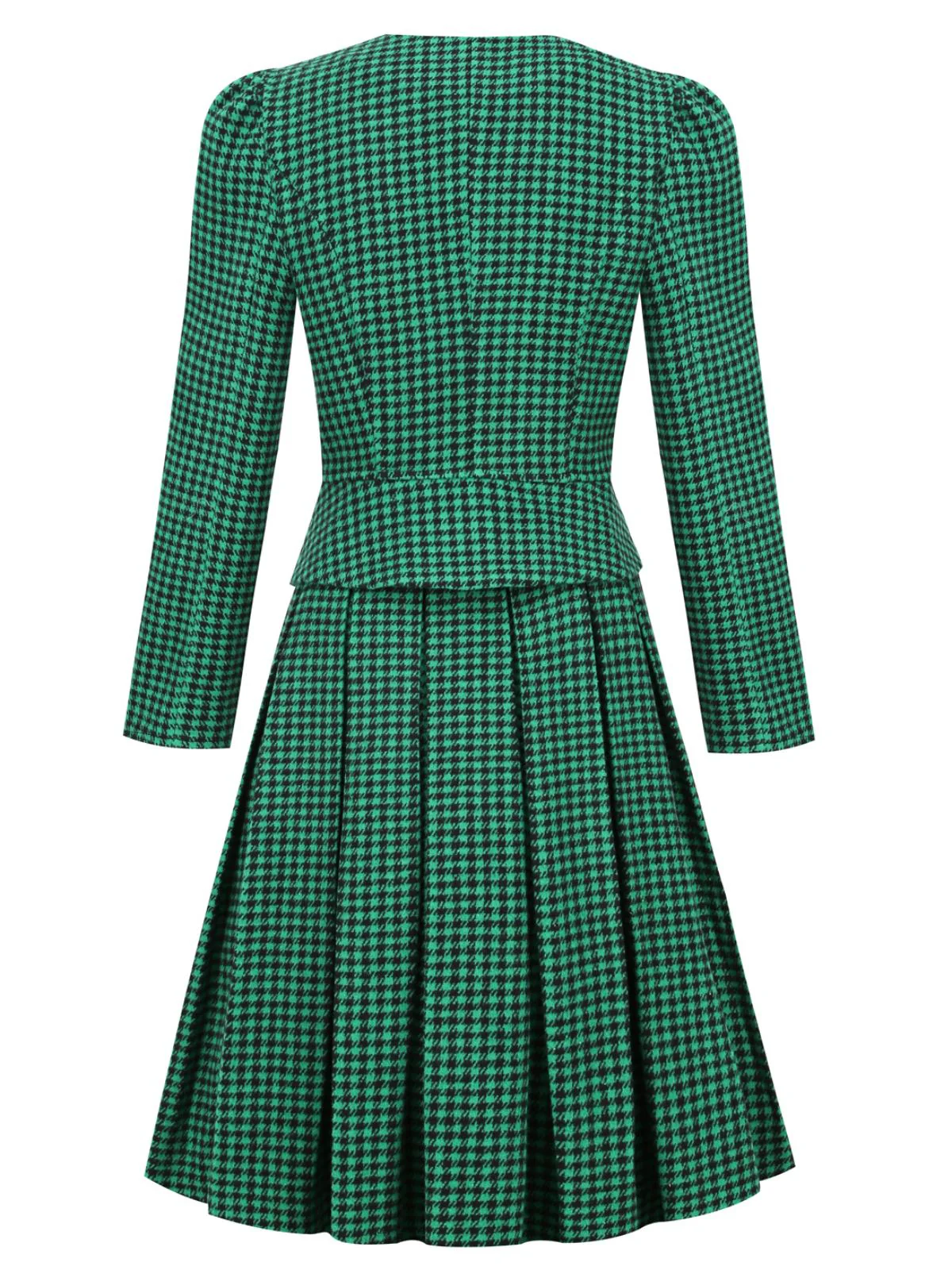 2PCS Black Retro Plaid Blazer & Panel Skirt - Image 11