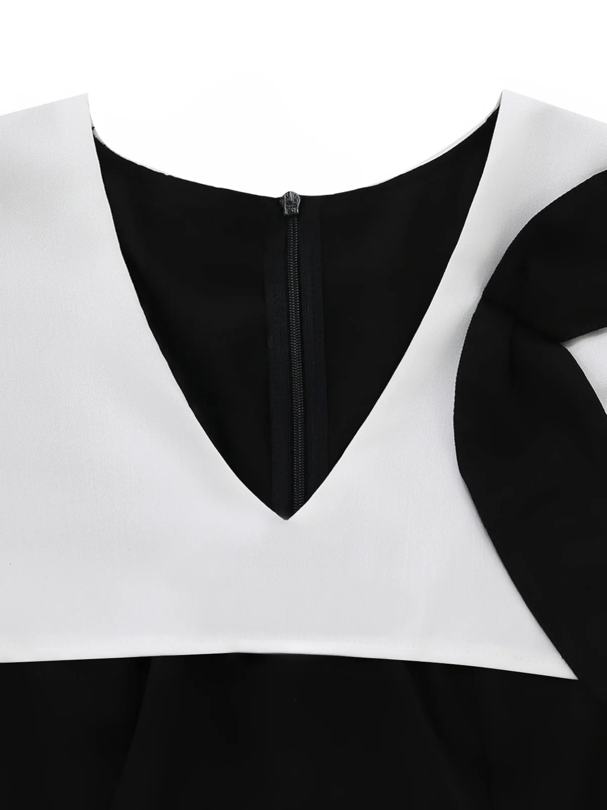 2PCS Black & White 1950s Cape Collar ColorBlock Top & Pants - Image 4