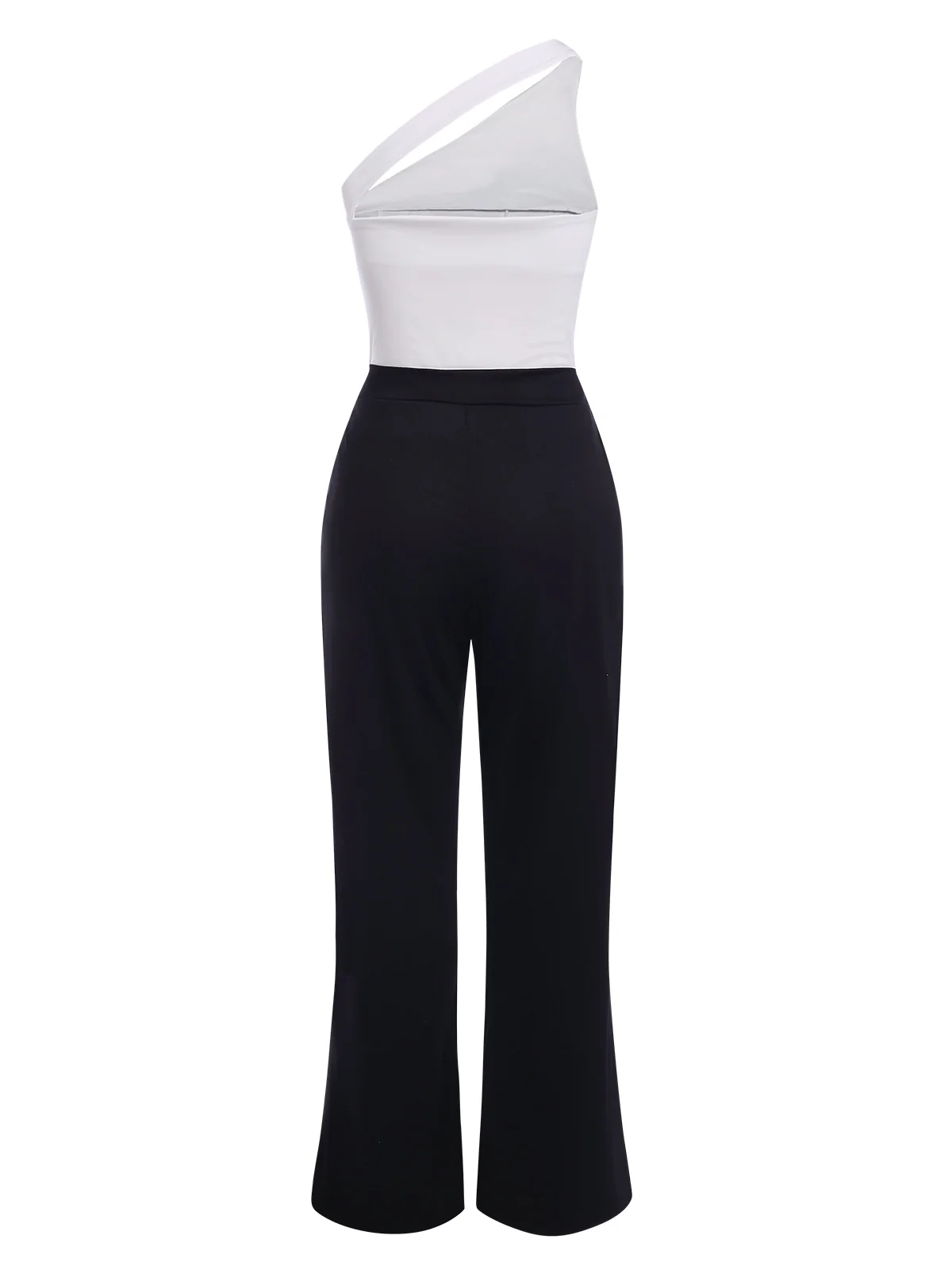 2PCS Black & White 1950s One-Shoulder Top & Pants - Image 3