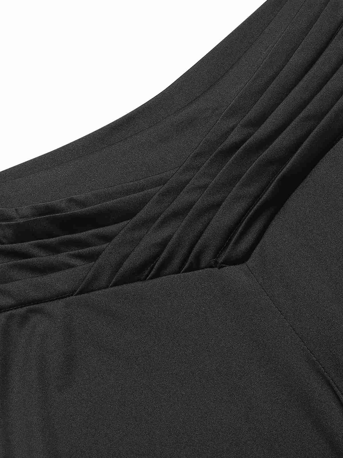 2PCS Black & White 1950s One-Shoulder Top & Pants - Image 4