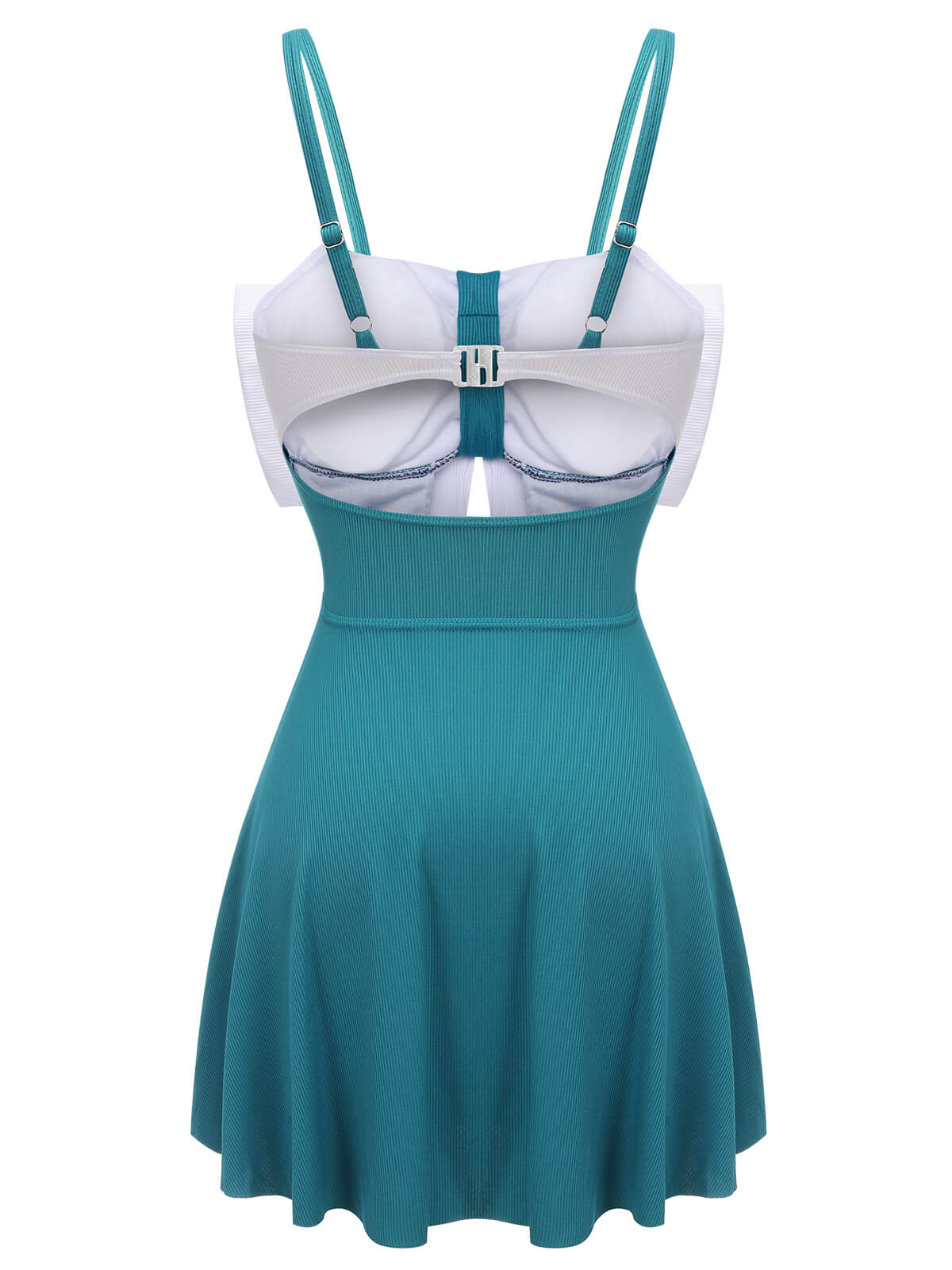 2PCS Blue 1930s Bow Strap Swimsuit & Skirt - Image 8